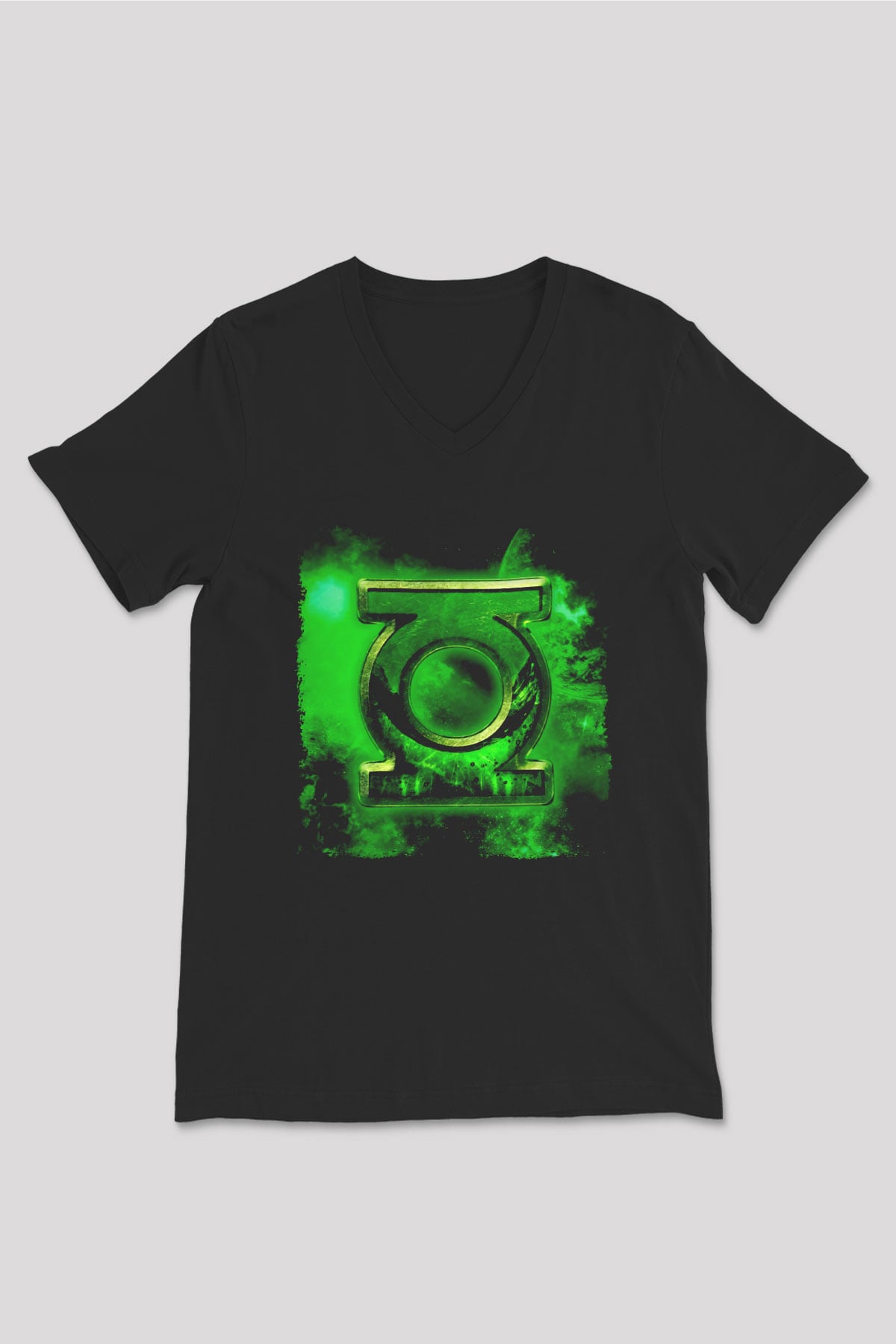 Green Lantern Siyah Unisex  V Yaka Tişört
