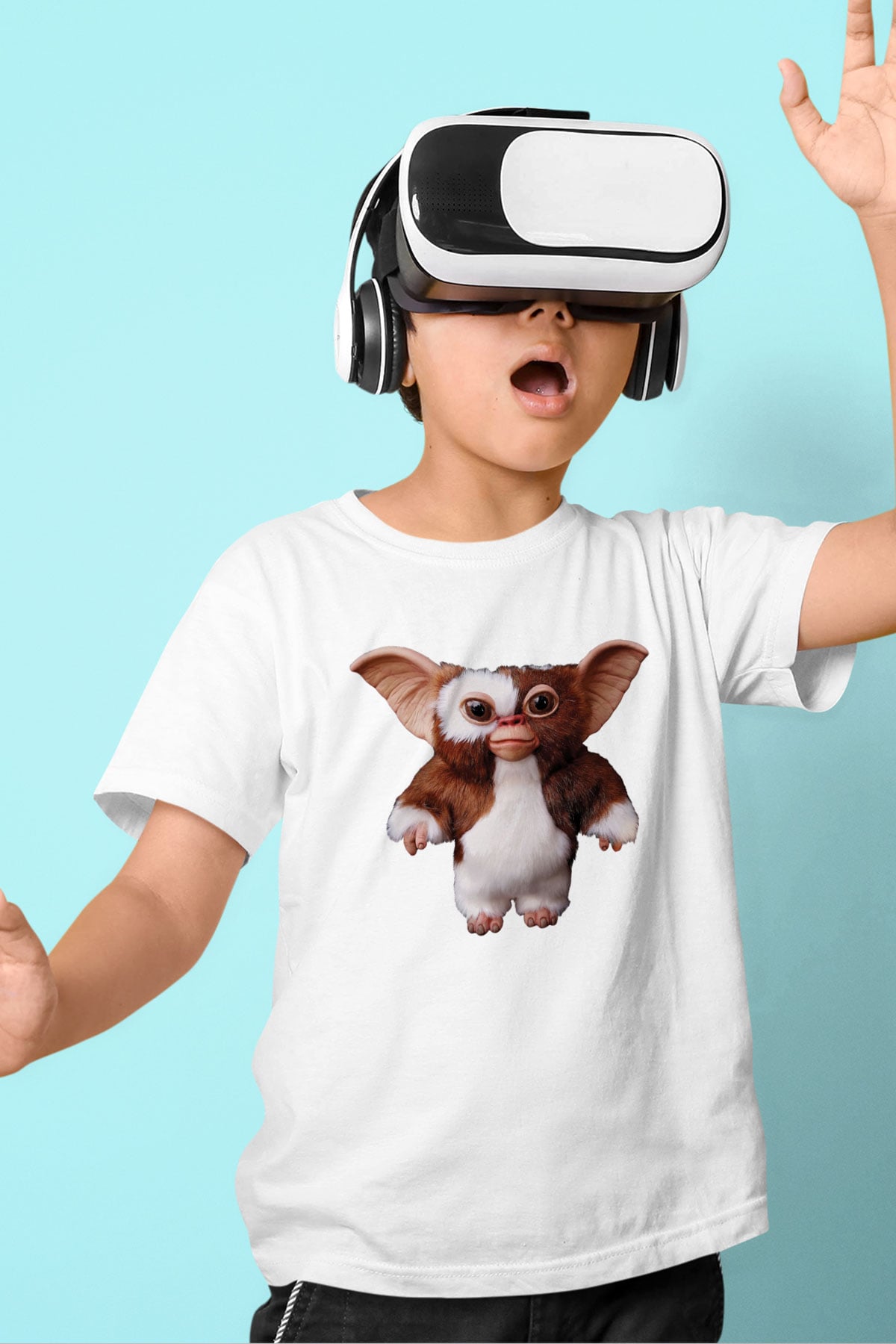 Gremlins Baskılı Beyaz Unisex Çocuk Tişört