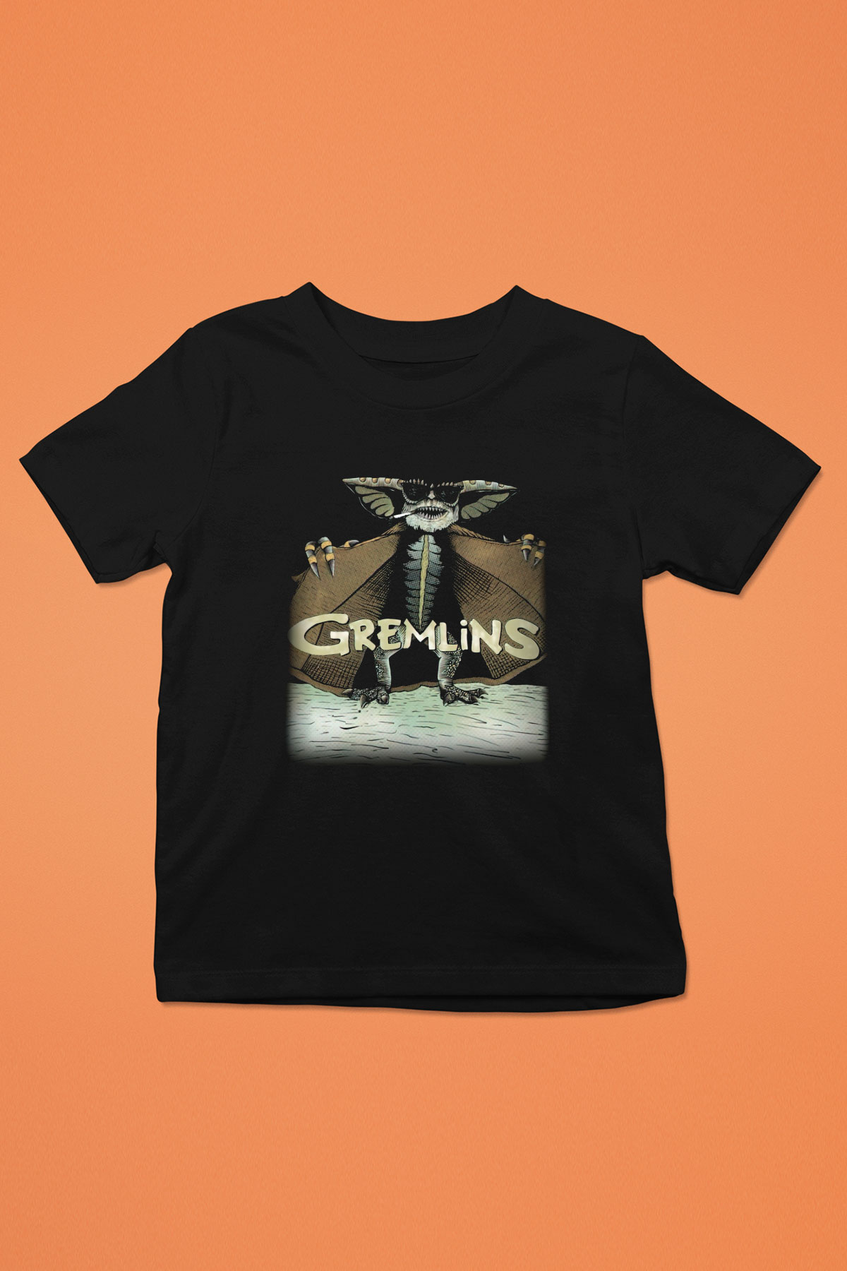 Gremlins Baskılı Siyah Unisex Çocuk Tişört