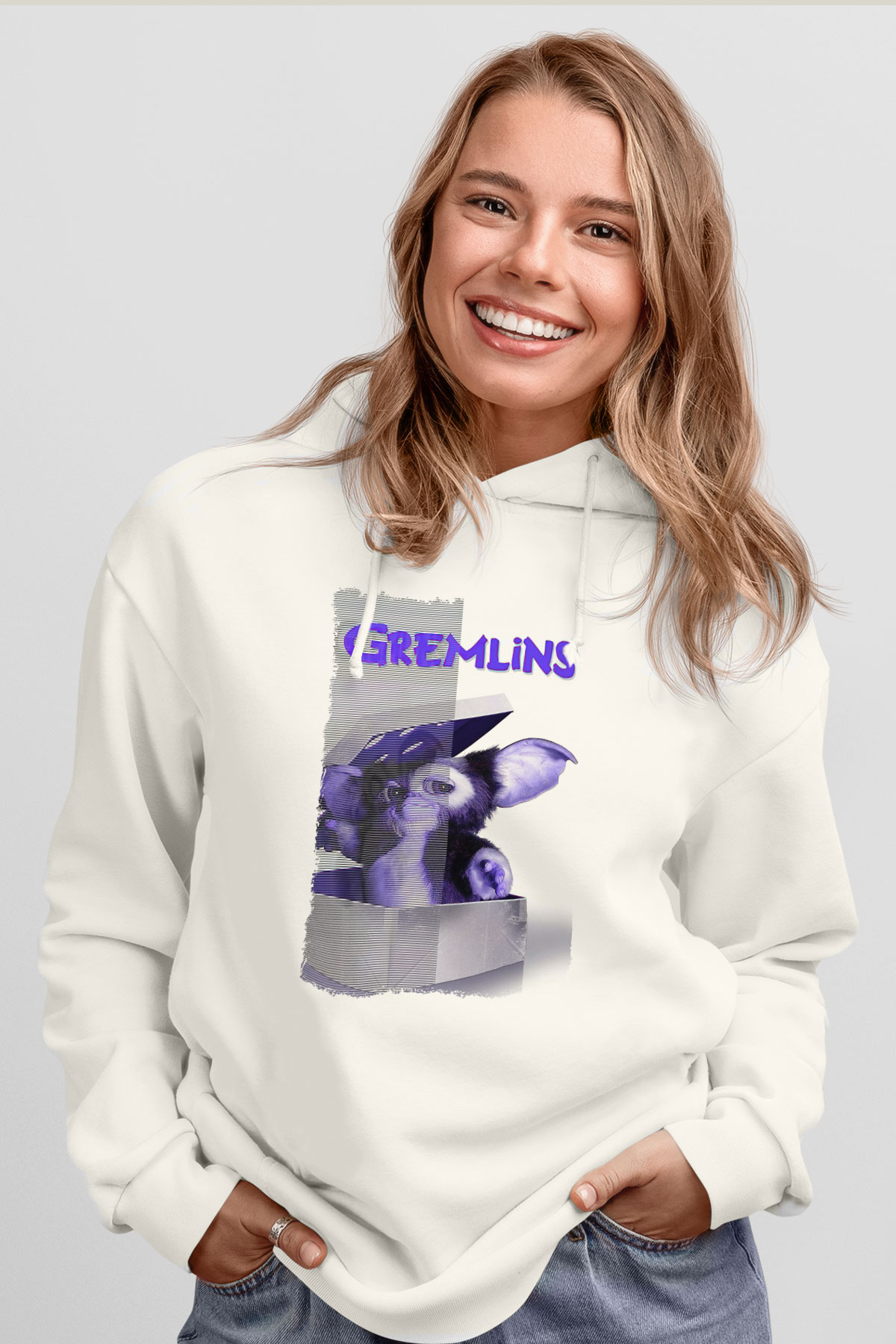 Gremlins Beyaz Unisex Hoodie