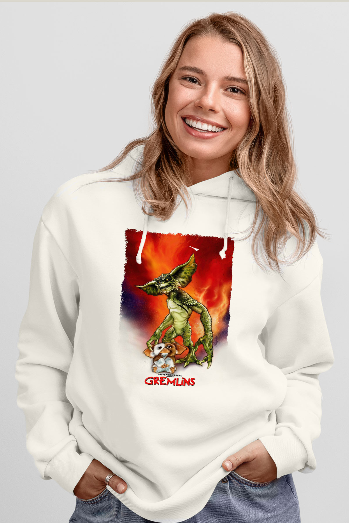 Gremlins Beyaz Unisex Hoodie
