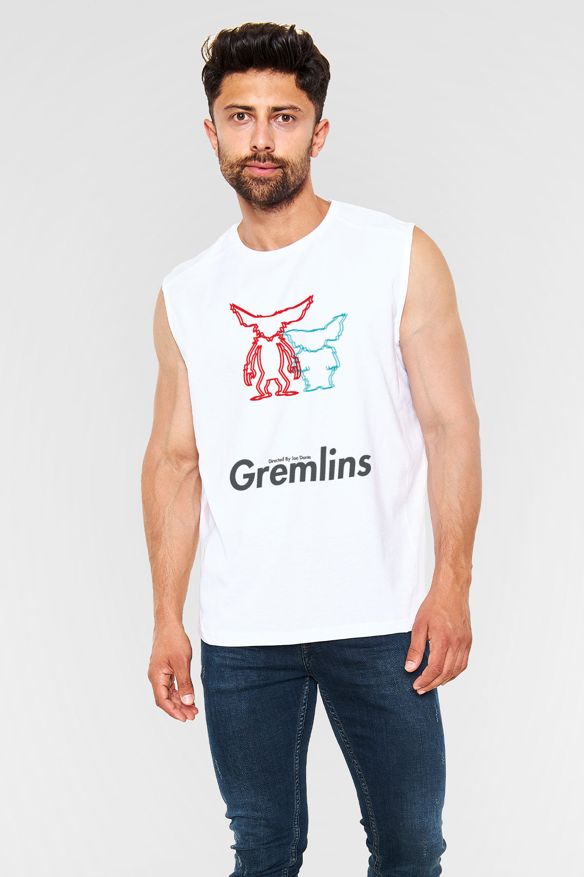 Gremlins Beyaz Unisex Kolsuz Tişört