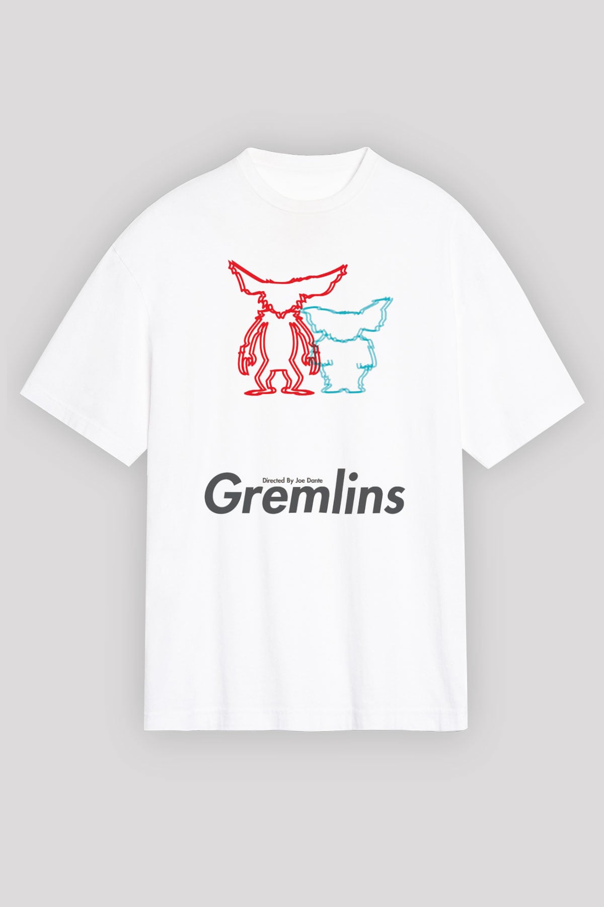 Gremlins Beyaz Unisex Oversize Tişört T-Shirt
