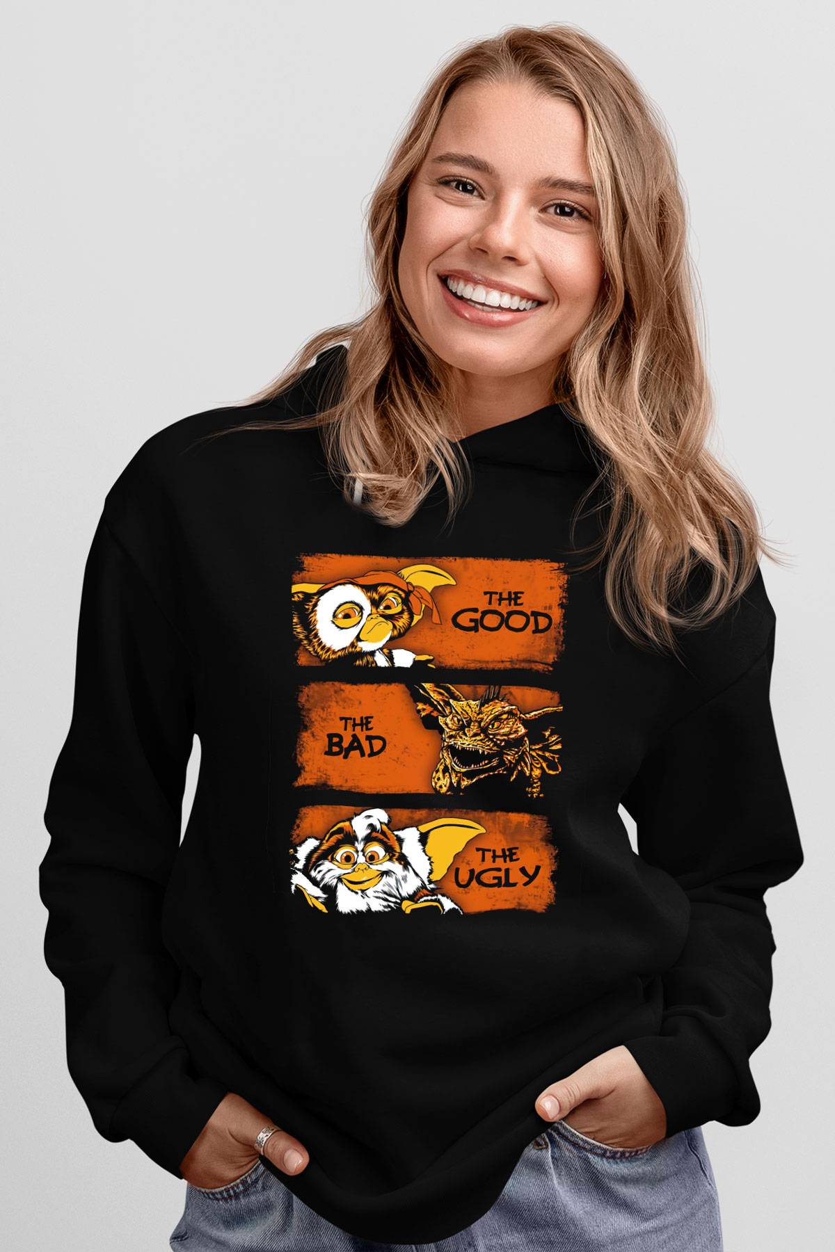 Gremlins Gremlinler Siyah Unisex Kapüşonlu Sweatshirt