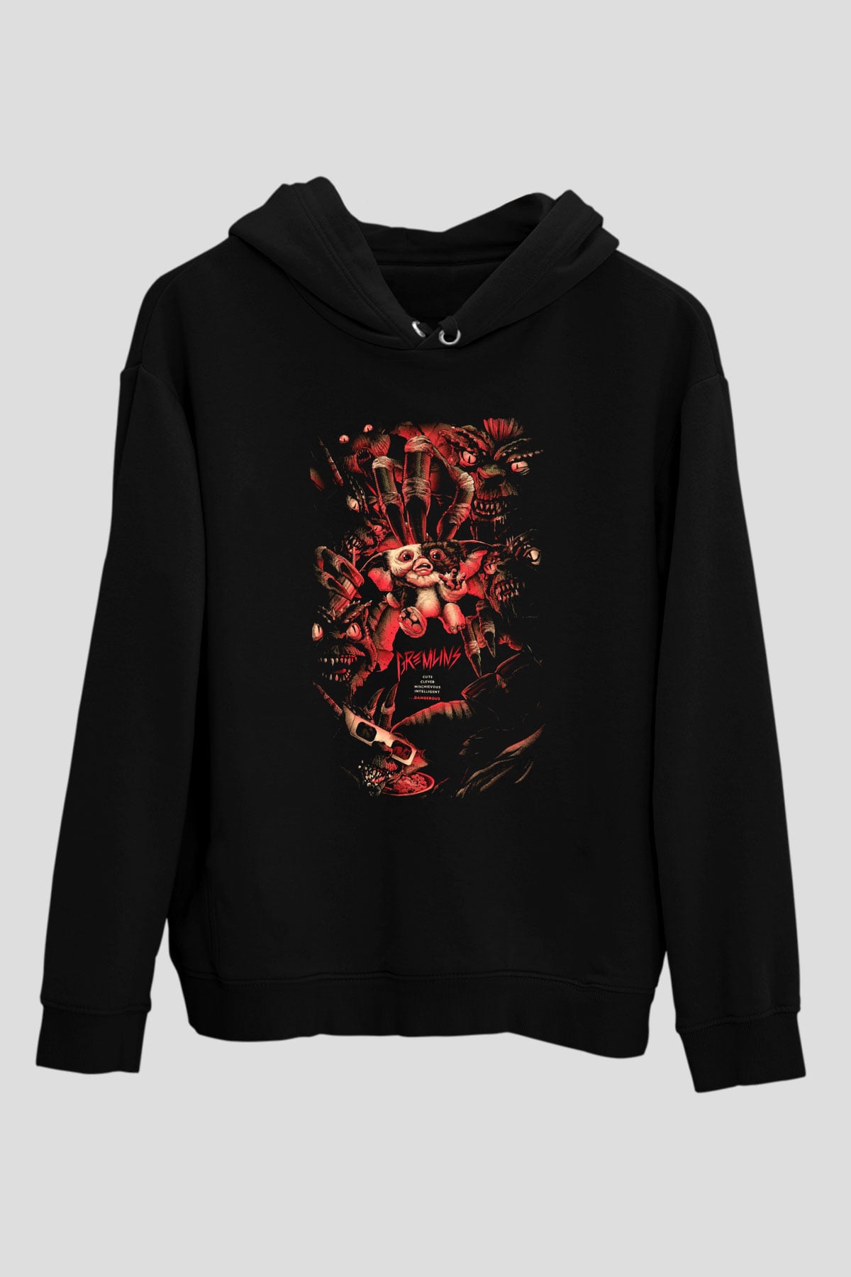 Gremlins Gremlinler Siyah Unisex Kapüşonlu Sweatshirt