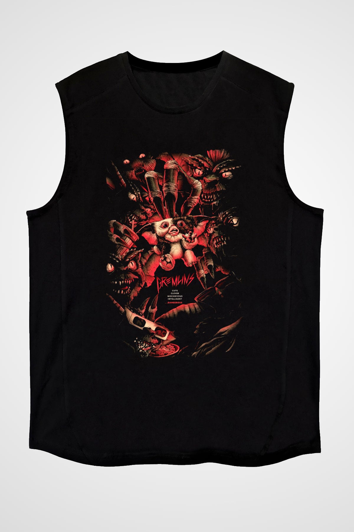 Gremlins Gremlinler Siyah Unisex Kolsuz Tişört