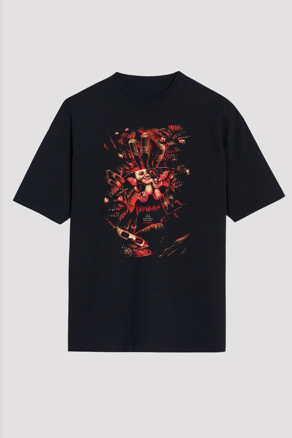 Gremlins Gremlinler Siyah Unisex Oversize Tişört
