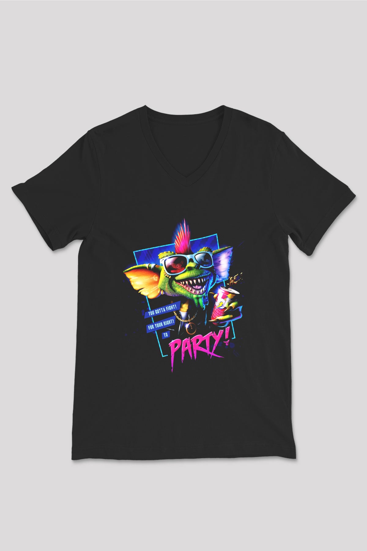 Gremlins Gremlinler Siyah Unisex V Yaka Tişört
