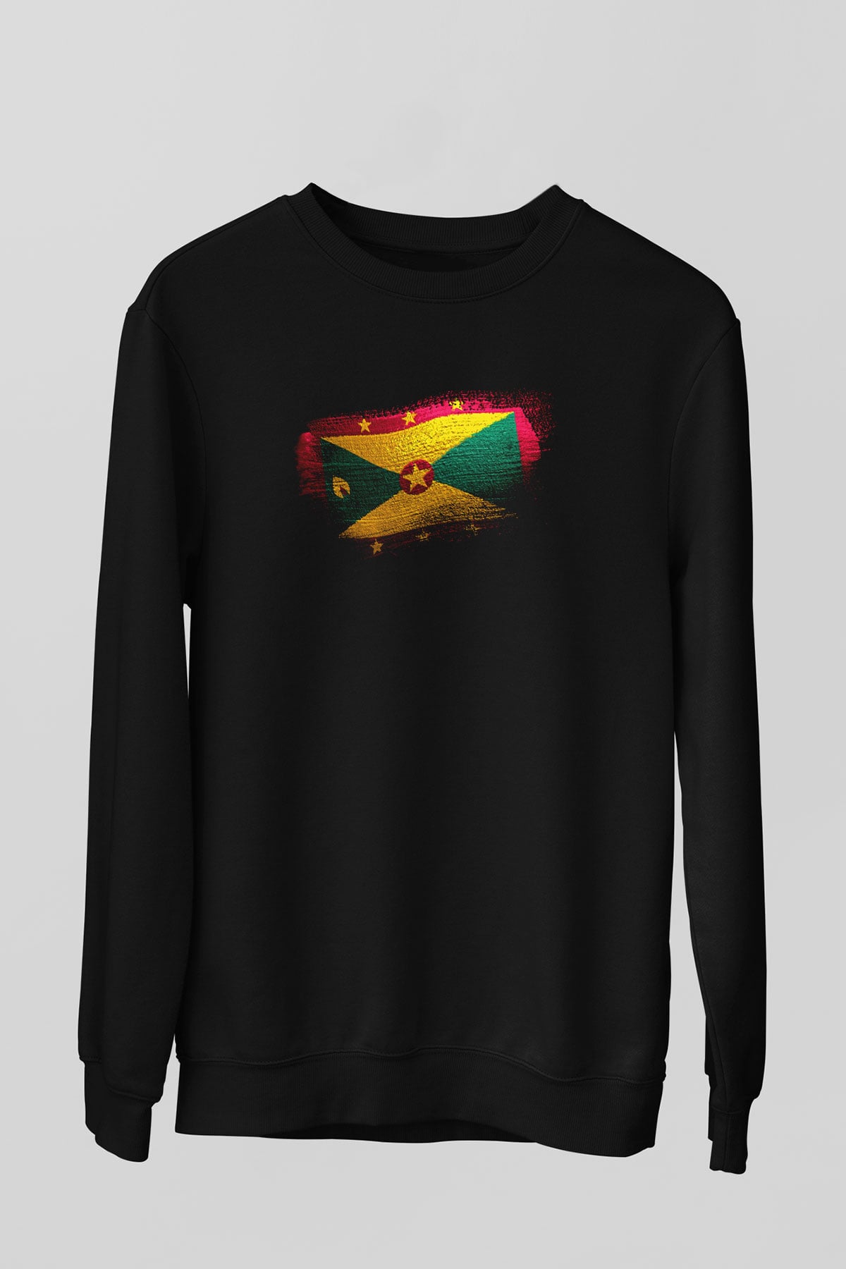 Grenada Bayrağı Baskılı Unisex Siyah Sweatshirt