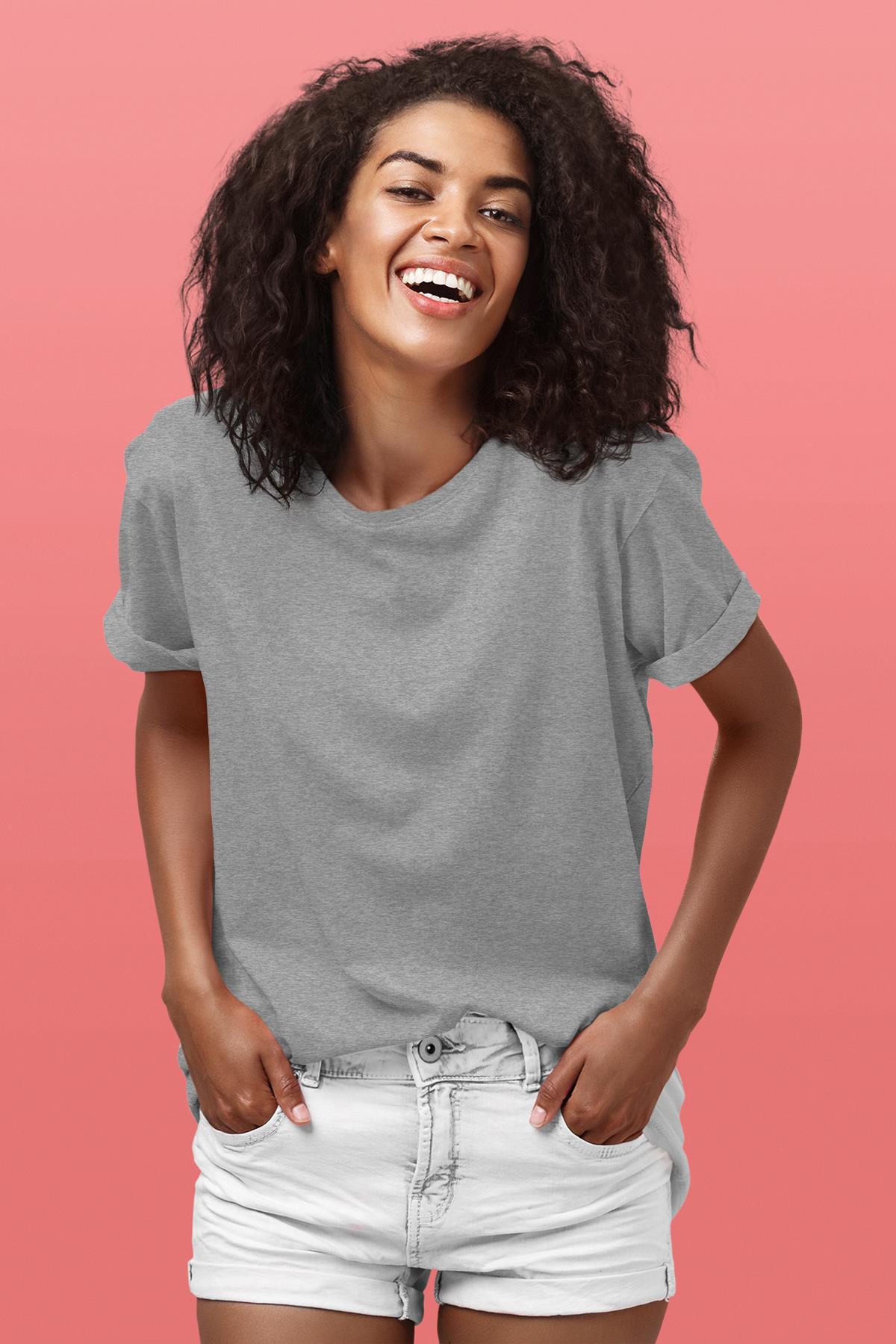 Gri Basic Unisex Tişört T-Shirt - TişörtFabrikası