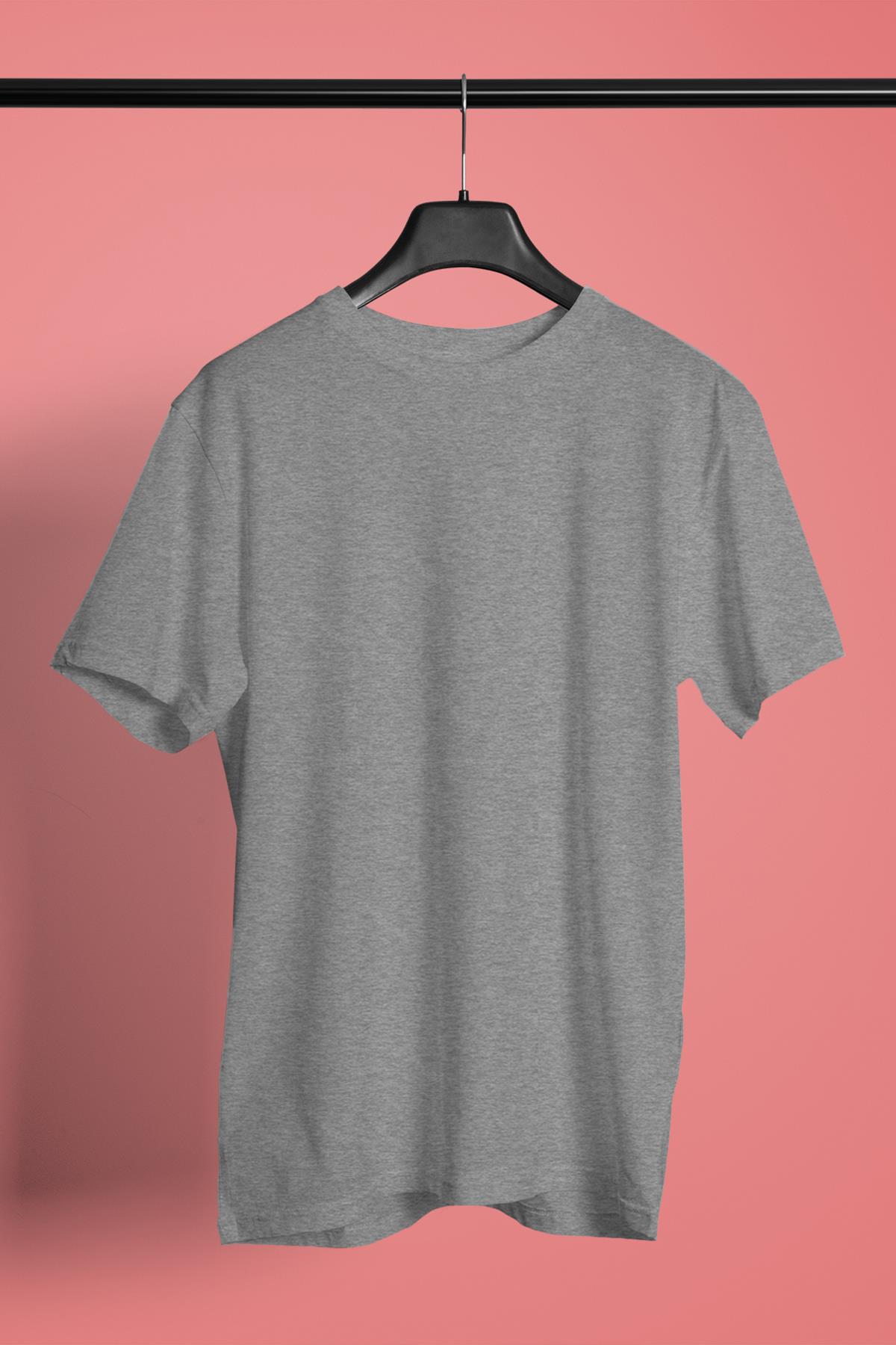 Gri Basic Unisex Tişört T-Shirt - TişörtFabrikası