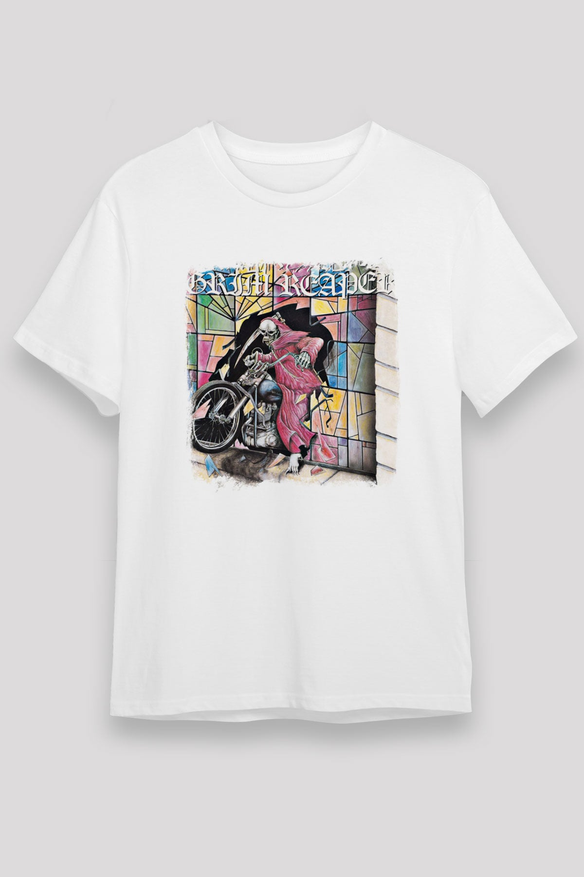 Grim Reaper Baskılı Unisex Beyaz Tişört