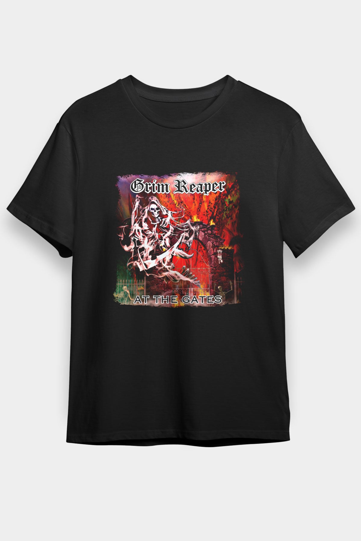 Grim Reaper Baskılı Unisex Siyah Tişört