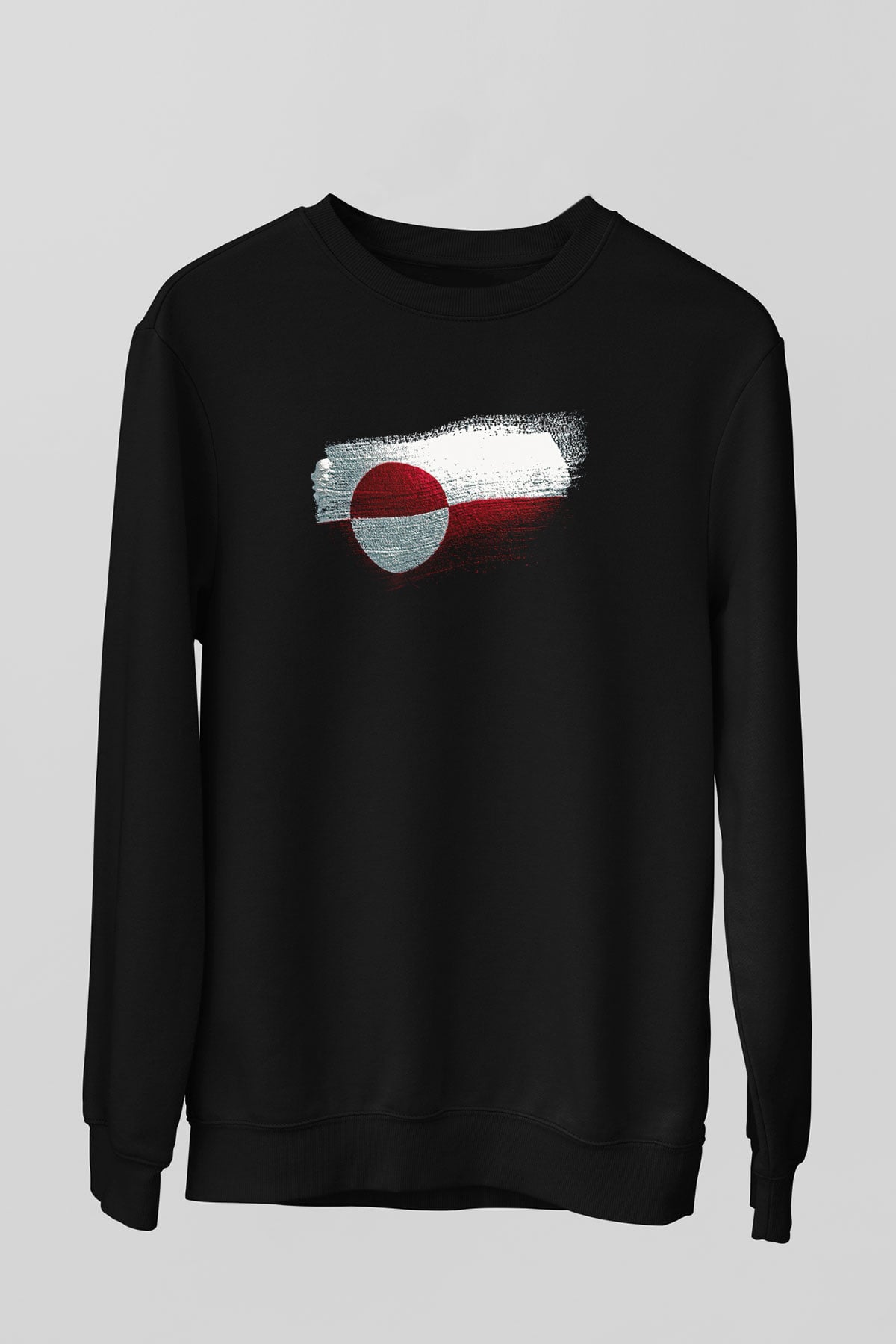 Grönland - Greenland Bayrağı Baskılı Unisex Siyah Sweatshirt