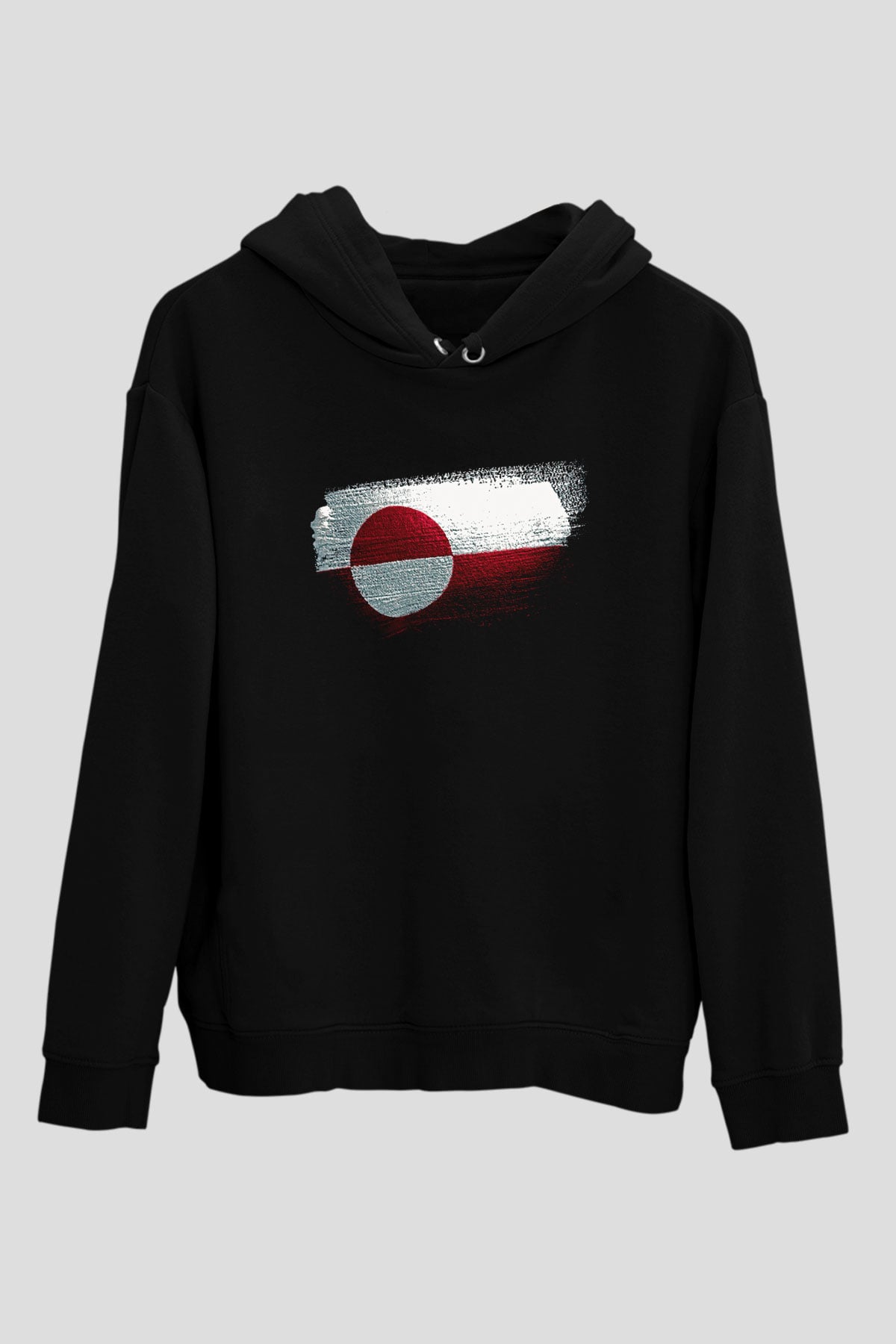 Grönland - Greenland Bayrağı Baskılı Unisex Siyah Hoodie
