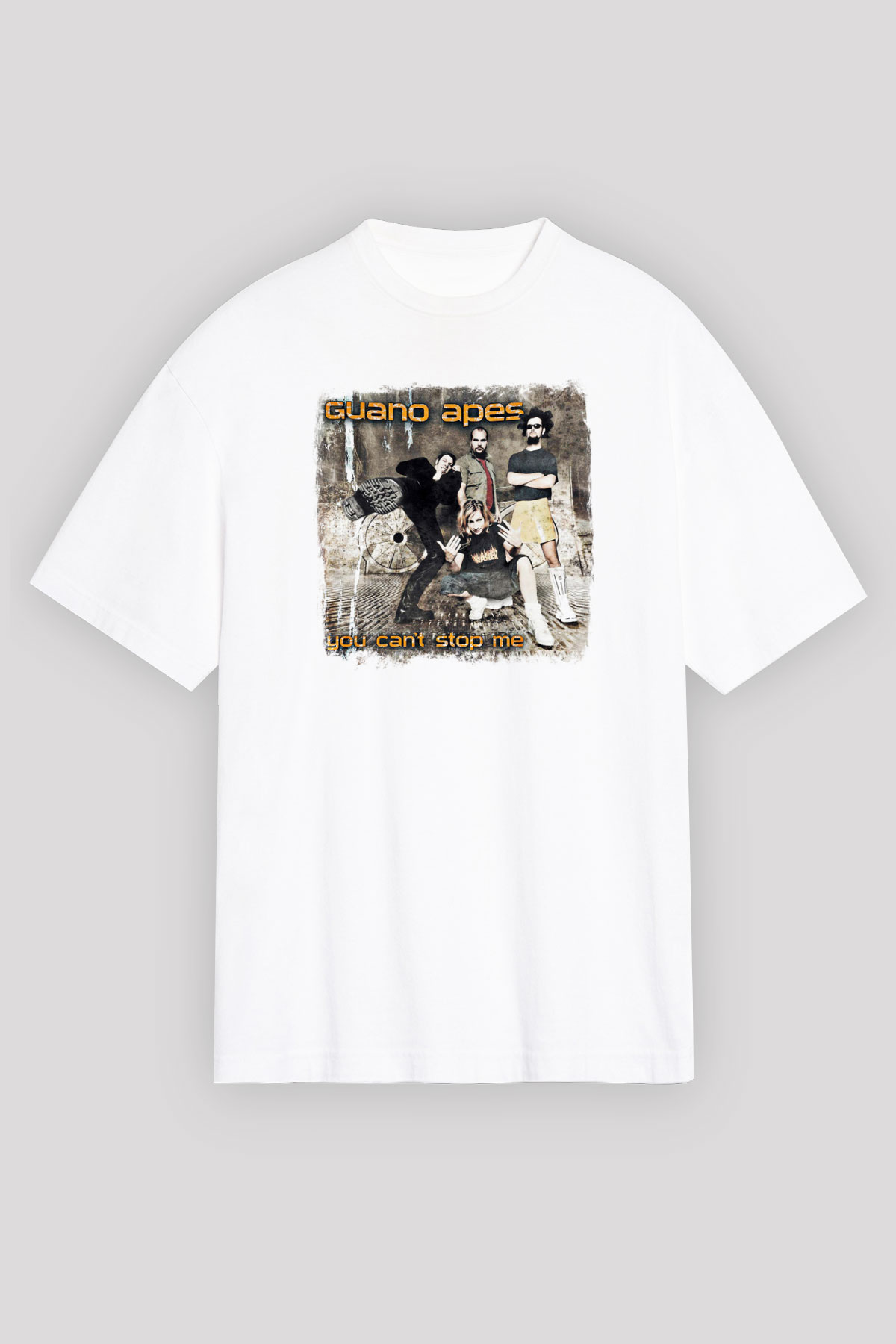 Guano Apes Baskılı Unisex Beyaz Oversize Tişört