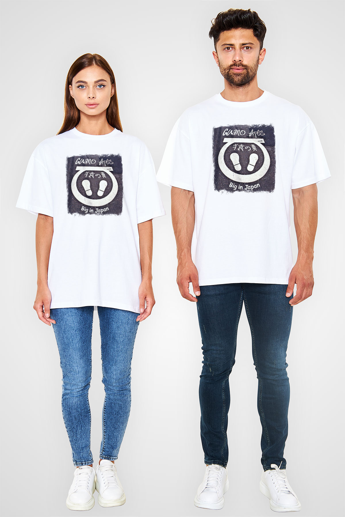 Guano Apes Baskılı Unisex Beyaz Oversize Tişört