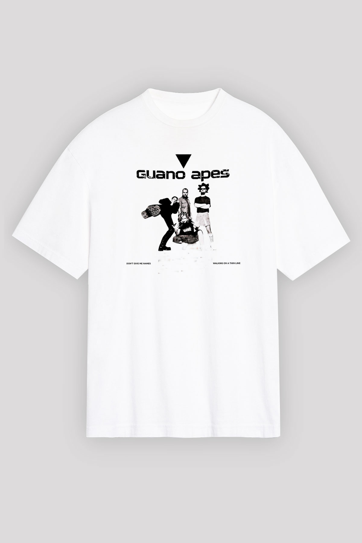 Guano Apes Baskılı Unisex Beyaz Oversize Tişört