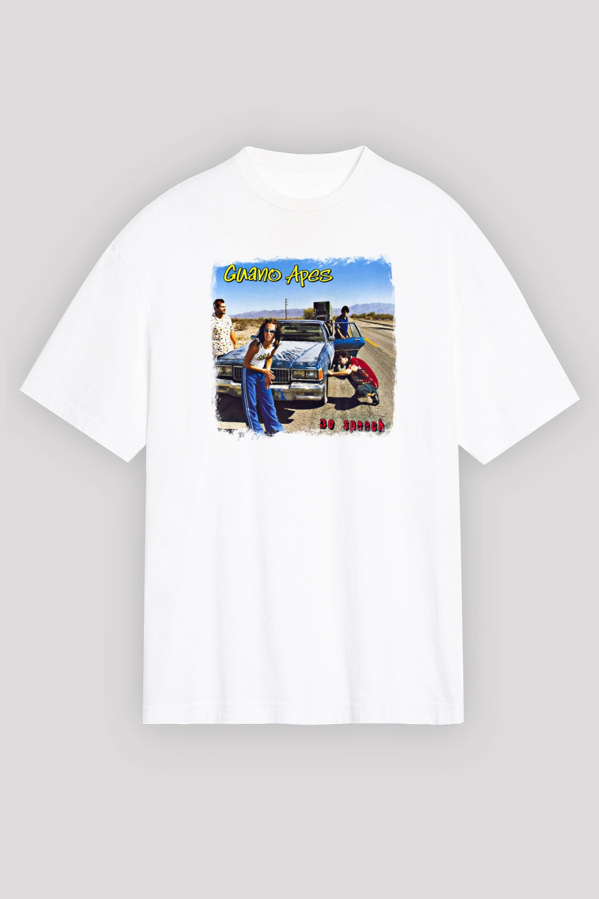Guano Apes Baskılı Unisex Beyaz Oversize Tişört