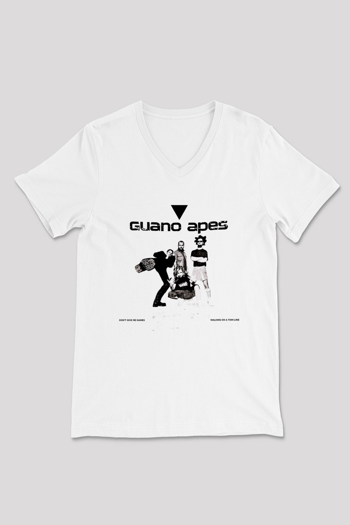 Guano Apes Baskılı Unisex Beyaz V Yaka Tişört