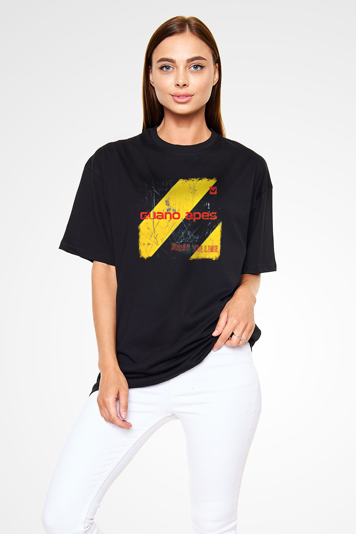 Guano Apes Baskılı Unisex Siyah Oversize Tişört