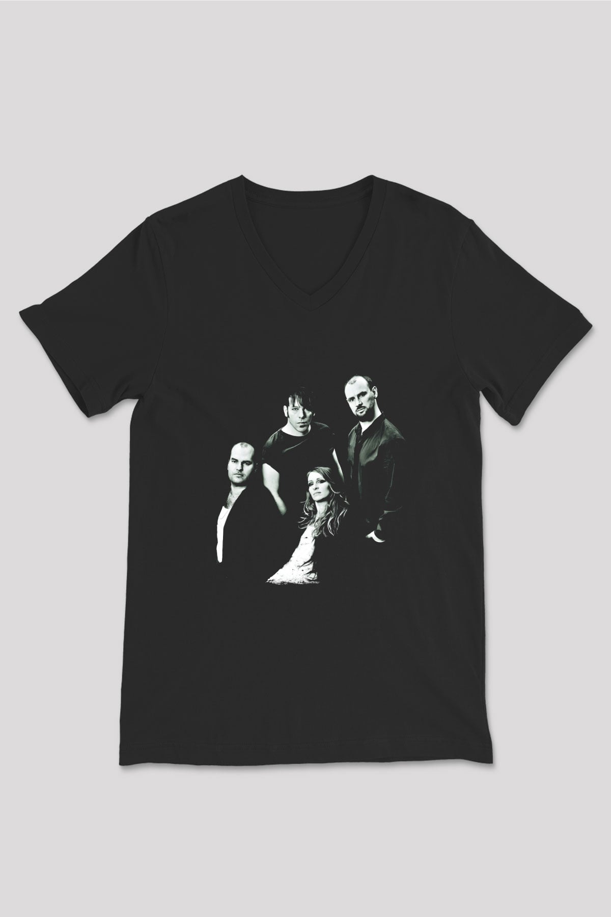 Guano Apes Baskılı Unisex Siyah V Yaka Tişört