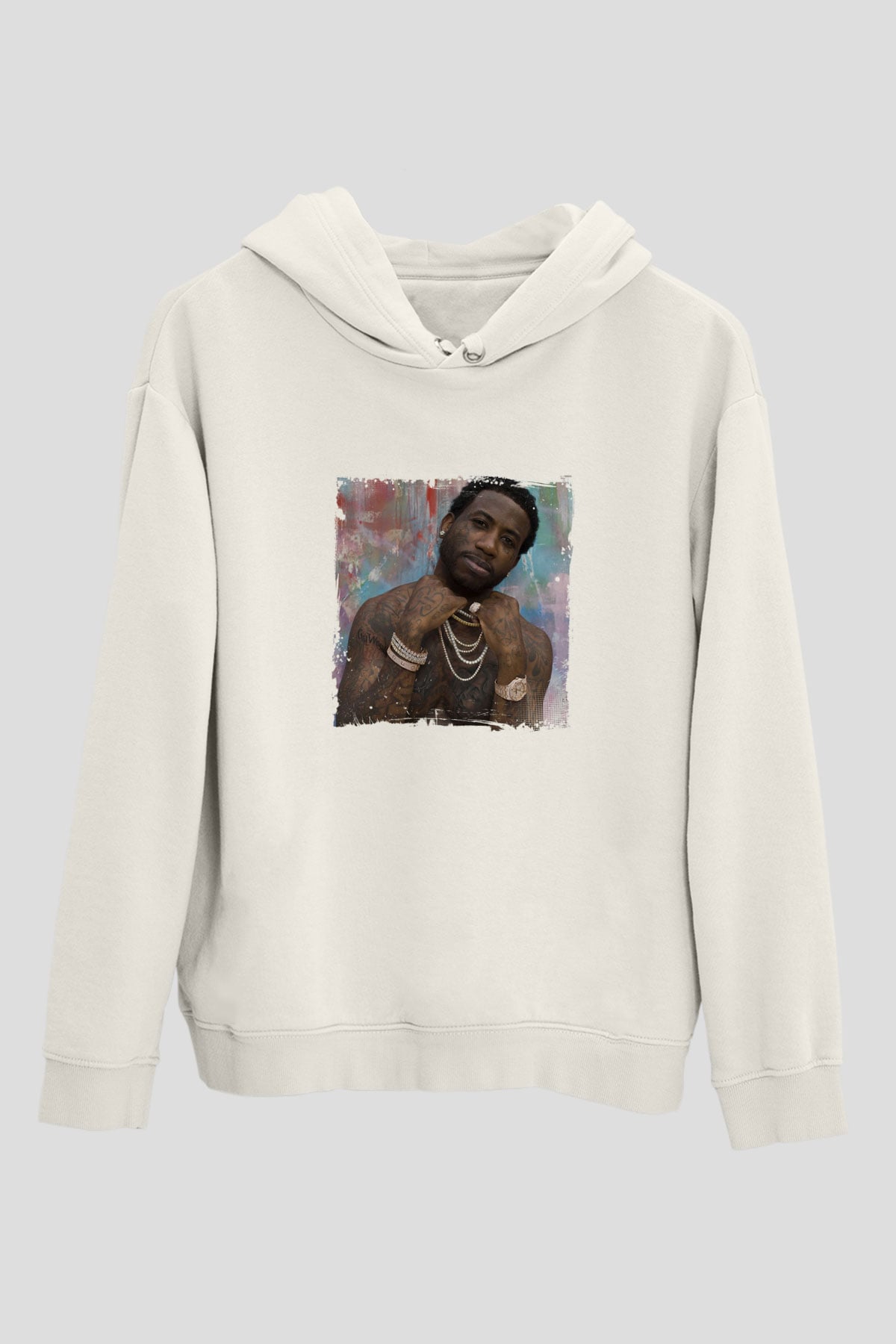 Gucci Mane Baskılı Unisex Beyaz Kapüşonlu Sweatshirt