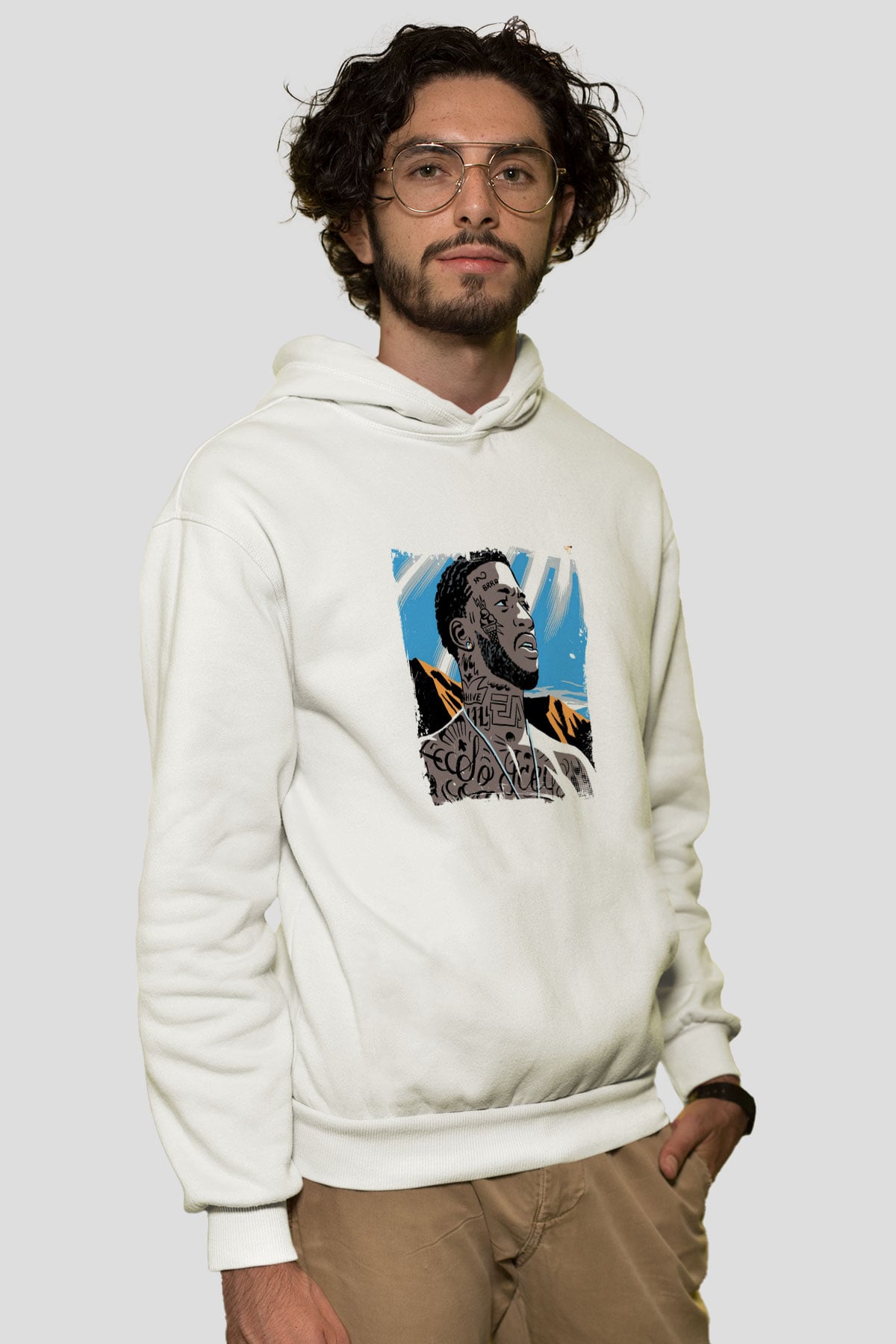 Gucci Mane Baskılı Unisex Beyaz Kapüşonlu Sweatshirt