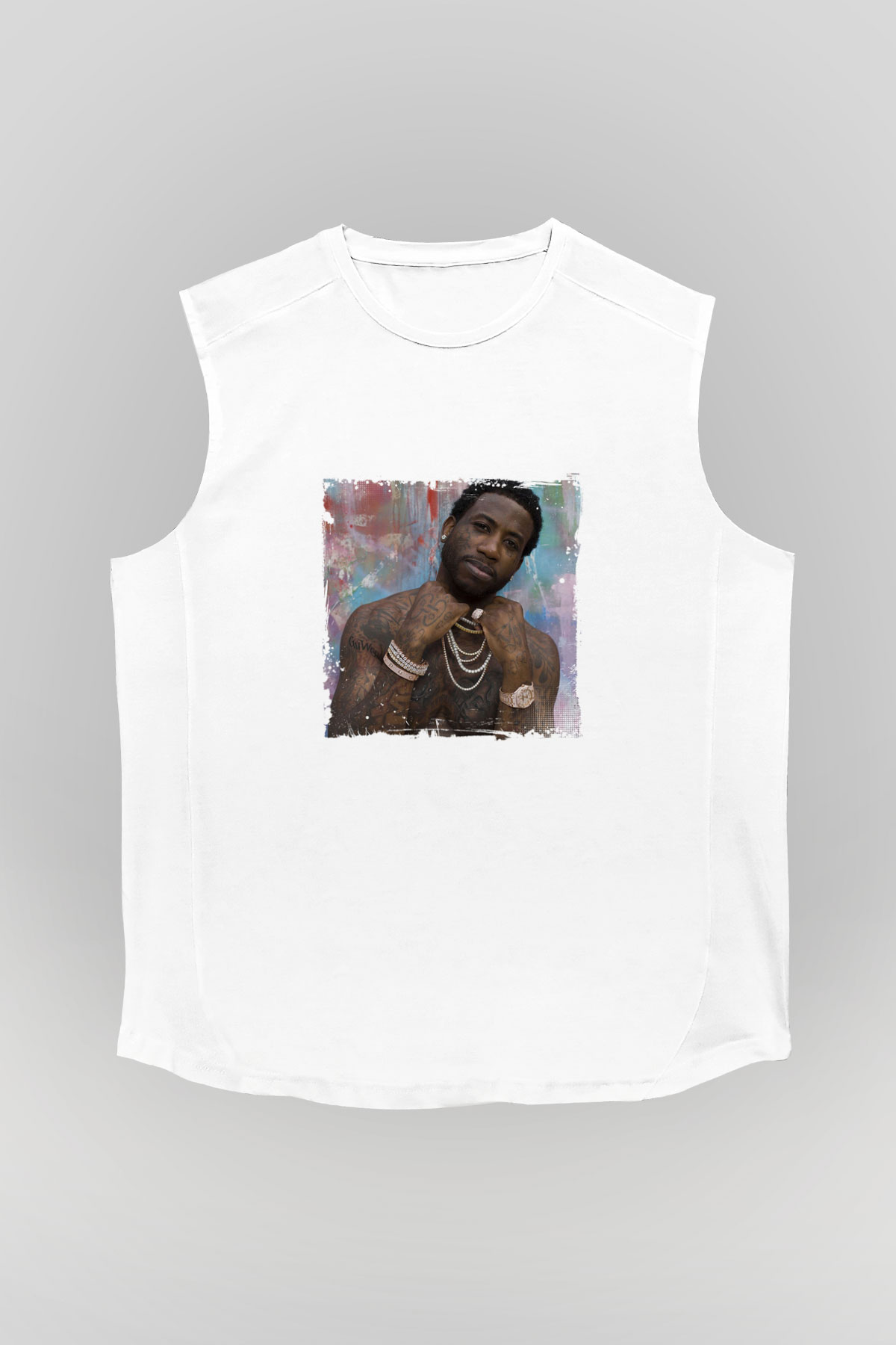 Gucci Mane Baskılı Unisex Beyaz Kolsuz Tişört