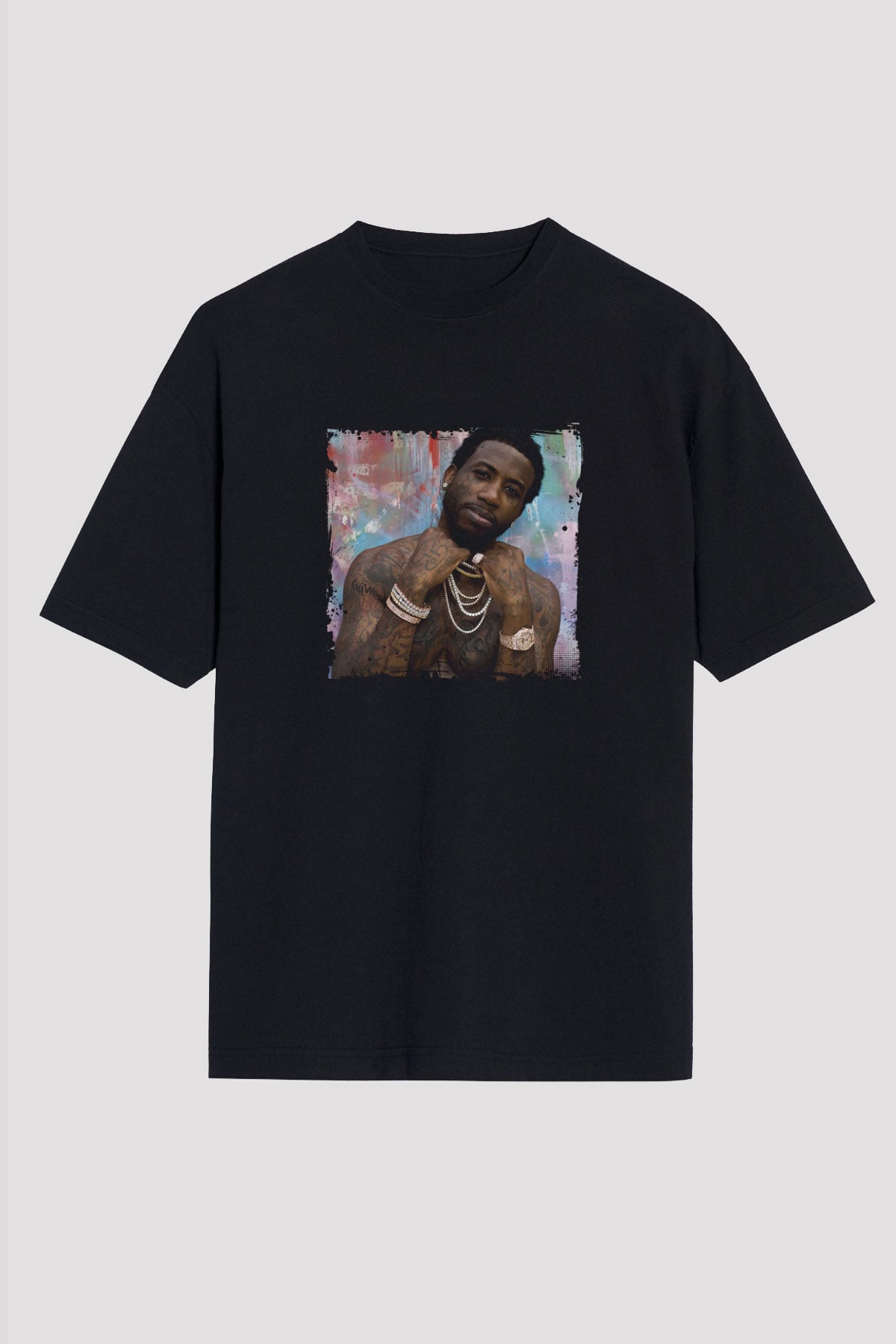 Gucci Mane Baskılı Unisex Oversize Siyah Tişört