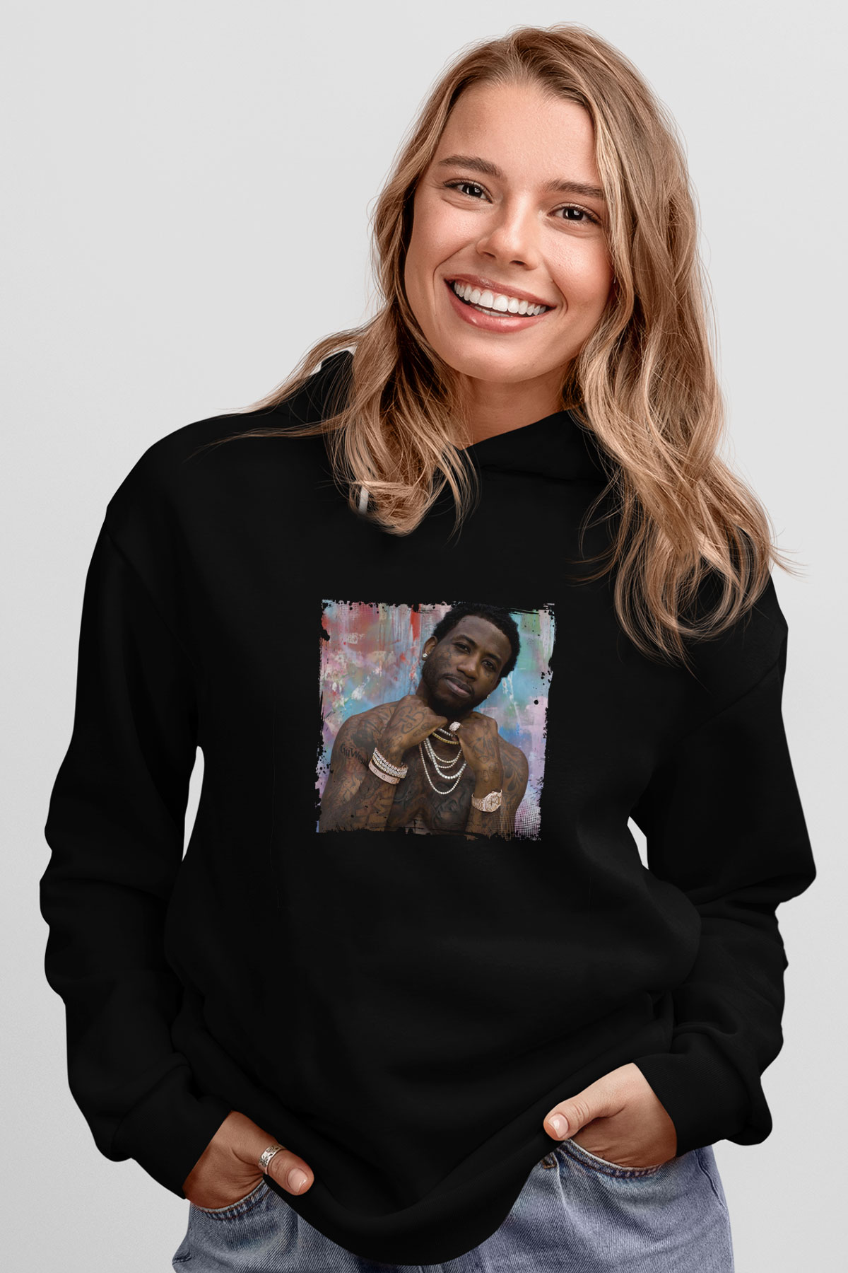 Gucci Mane Baskılı Unisex Siyah Hoodie
