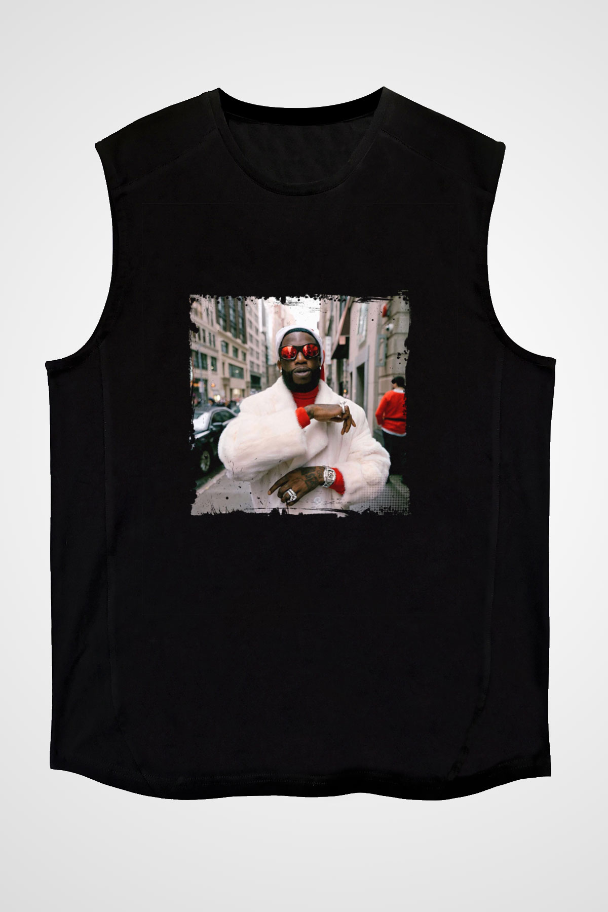 Gucci Mane Baskılı Unisex Siyah Kolsuz Tişört