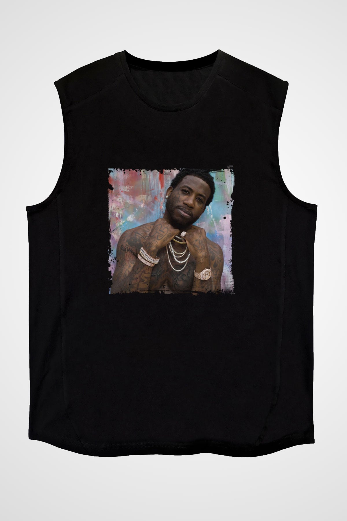 Gucci Mane Baskılı Unisex Siyah Kolsuz Tişört