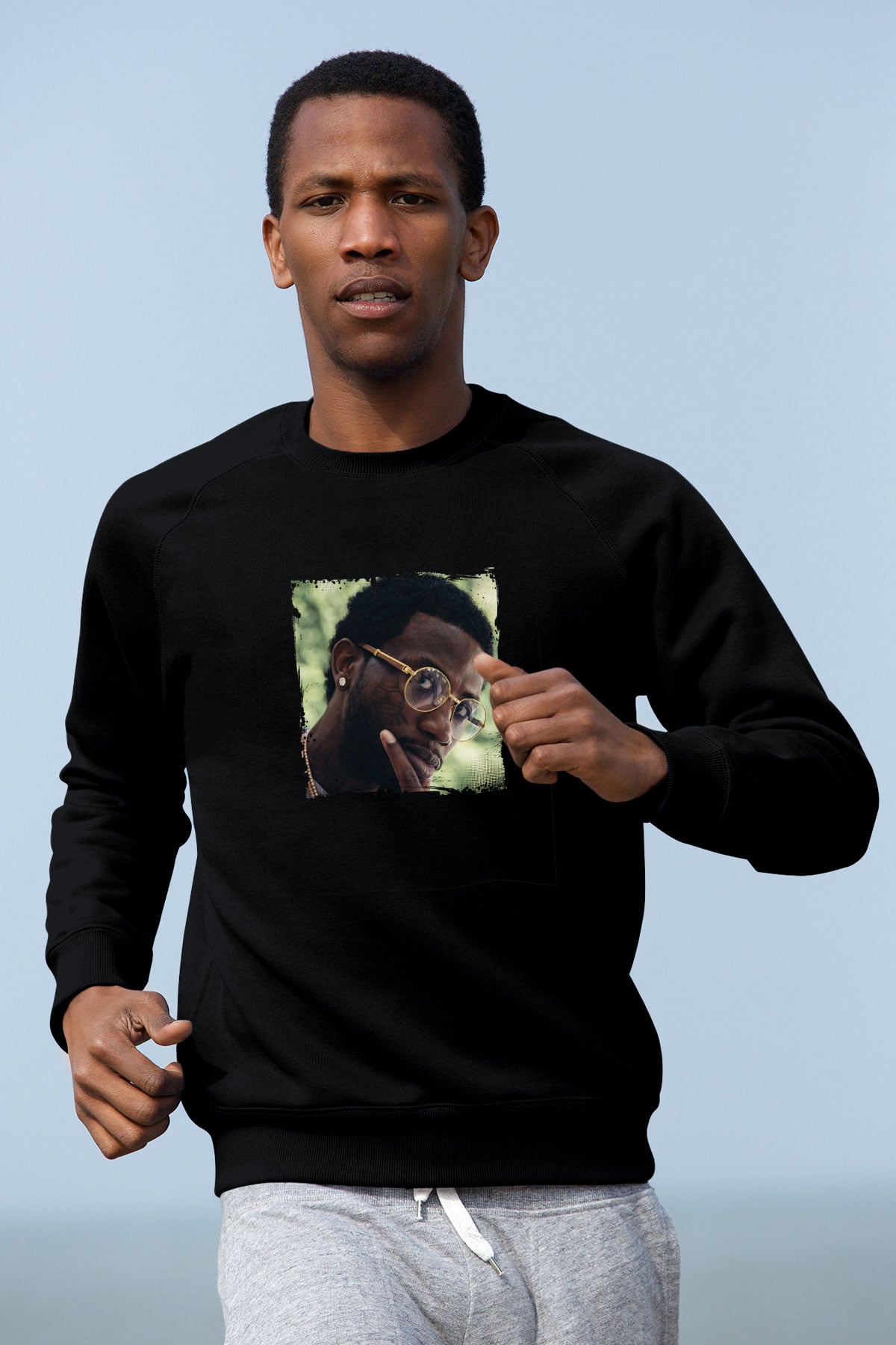 Gucci Mane Baskılı Unisex Siyah Sweatshirt