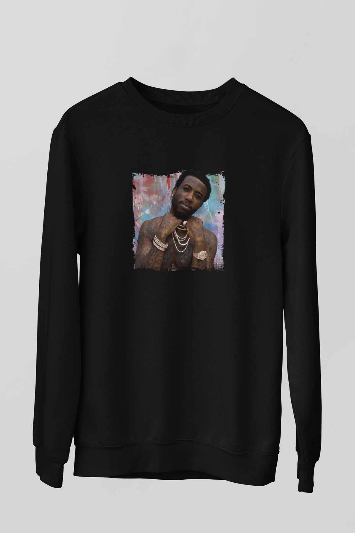 Gucci Mane Baskılı Unisex Siyah Sweatshirt