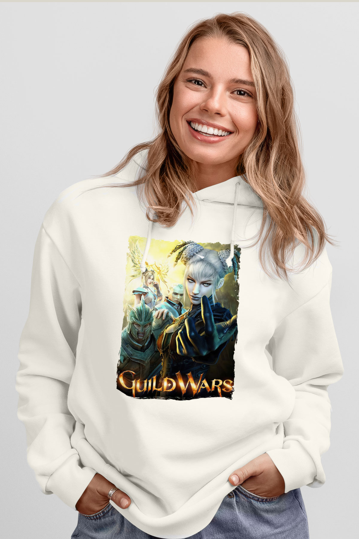Guild Wars Beyaz Unisex Hoodie