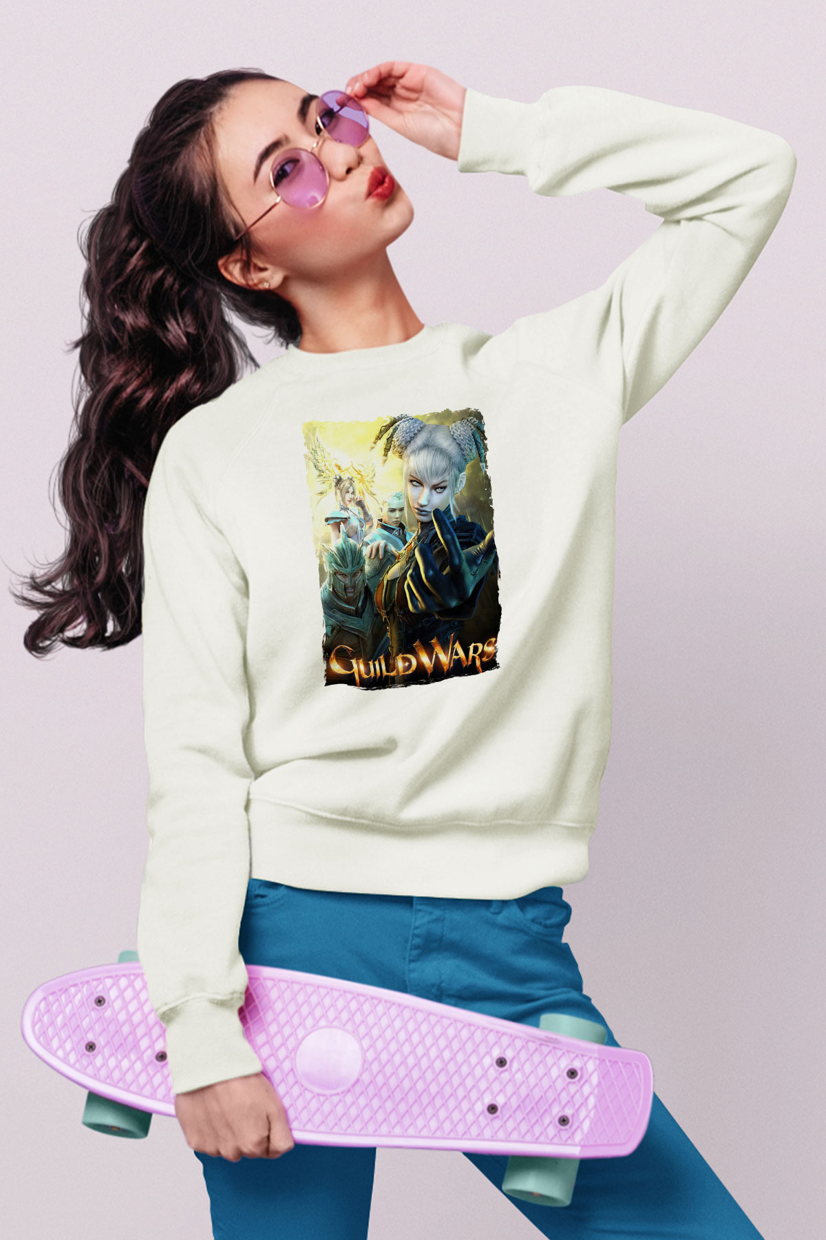 Guild Wars Beyaz Unisex Sweatshirt