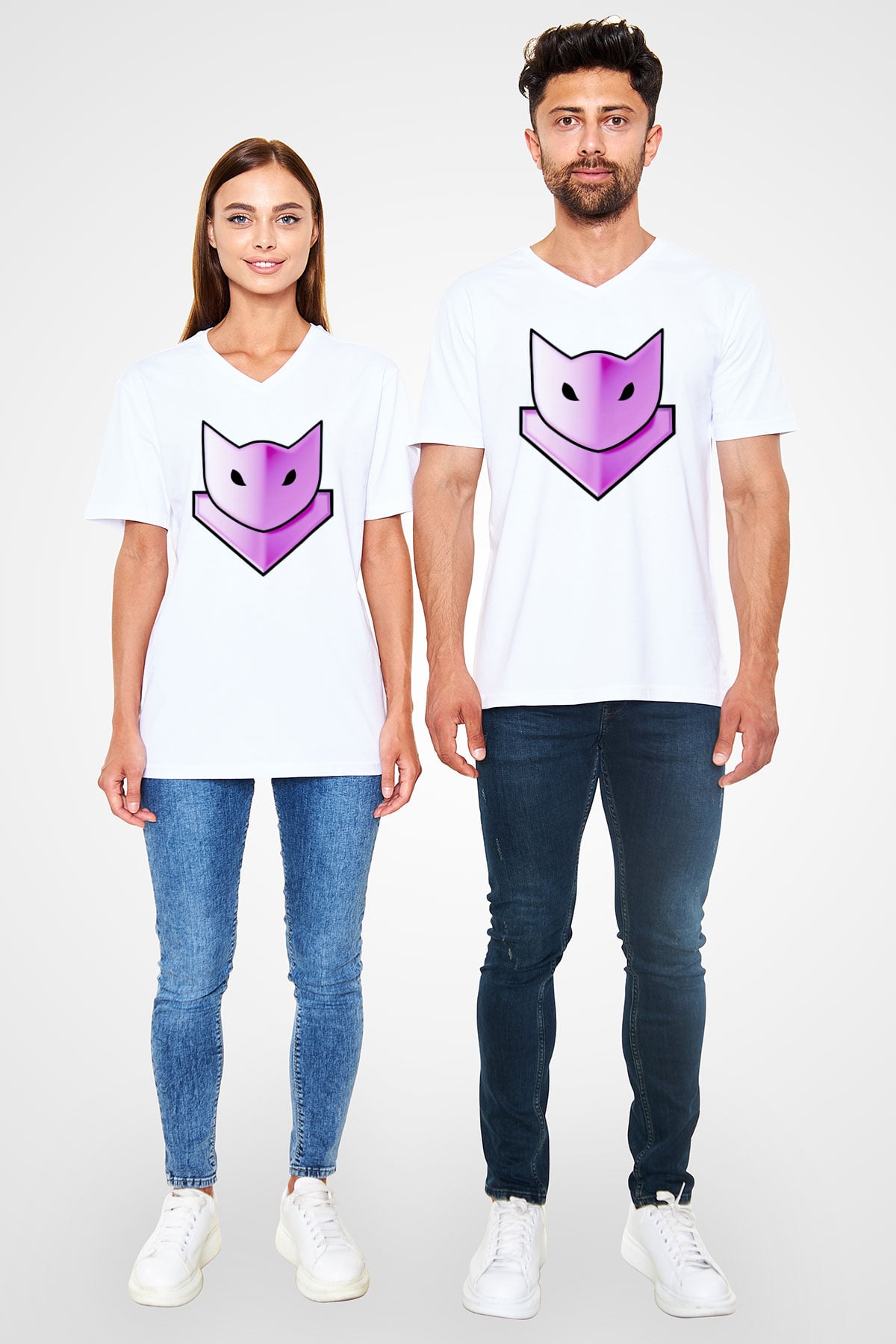 Guild Wars Beyaz Unisex V Yaka Tişört