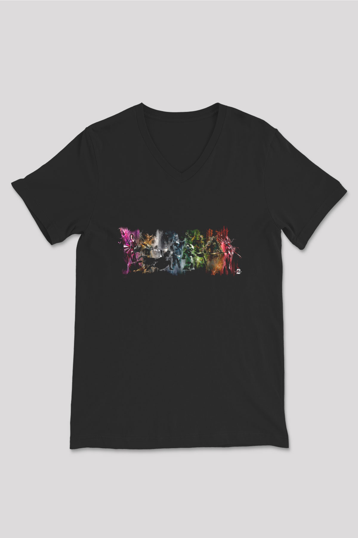 Guild Wars Siyah Unisex V Yaka Tişört