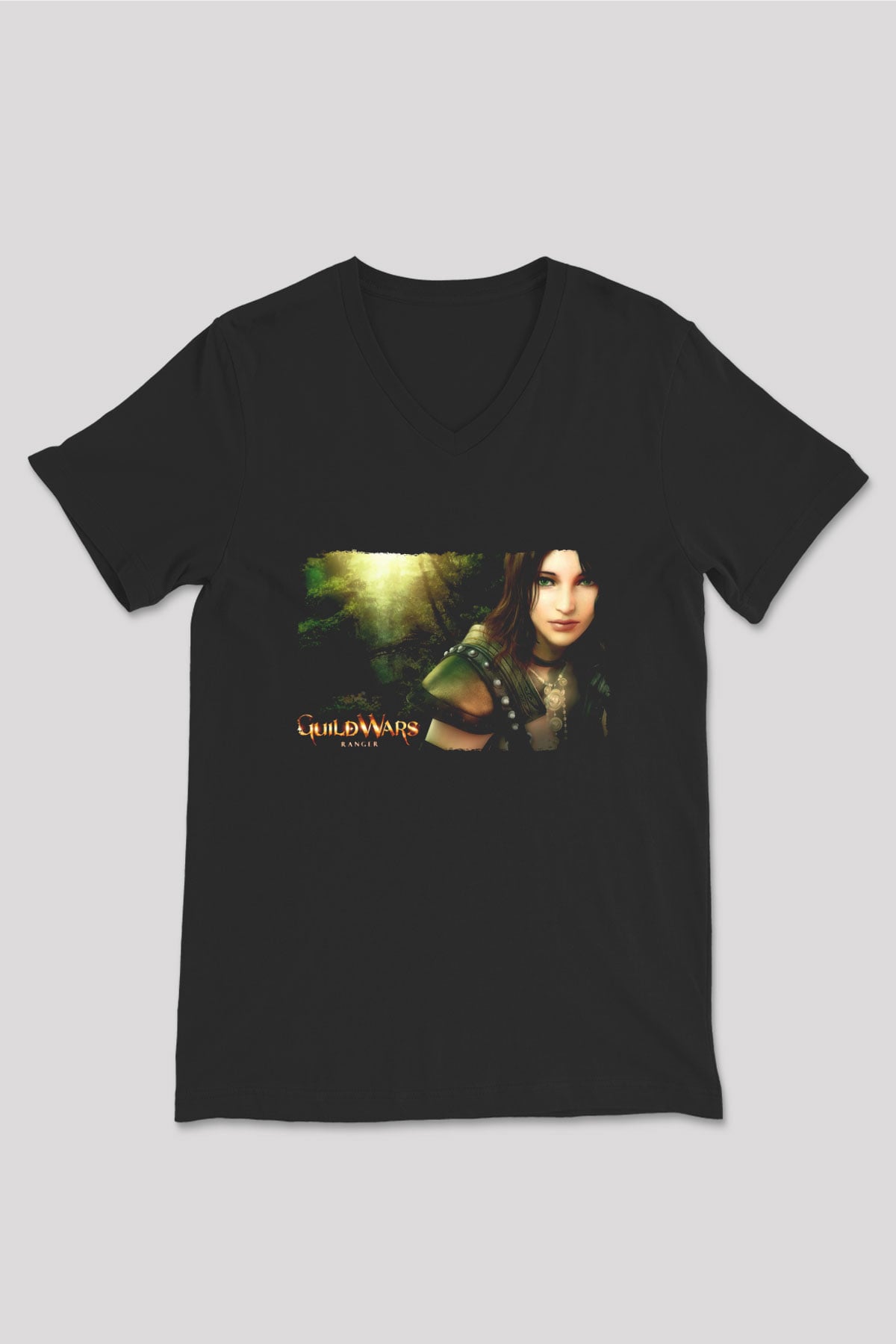 Guild Wars Siyah Unisex V Yaka Tişört