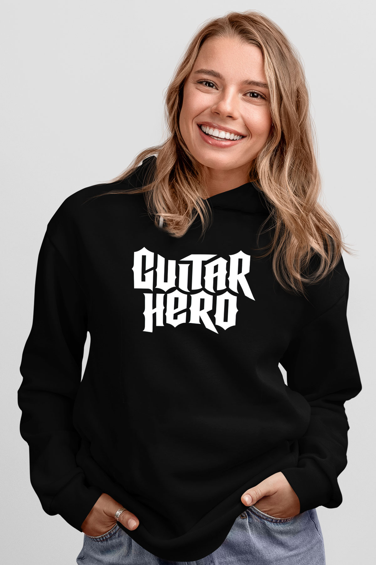 Guitar Hero Siyah Unisex Hoodie