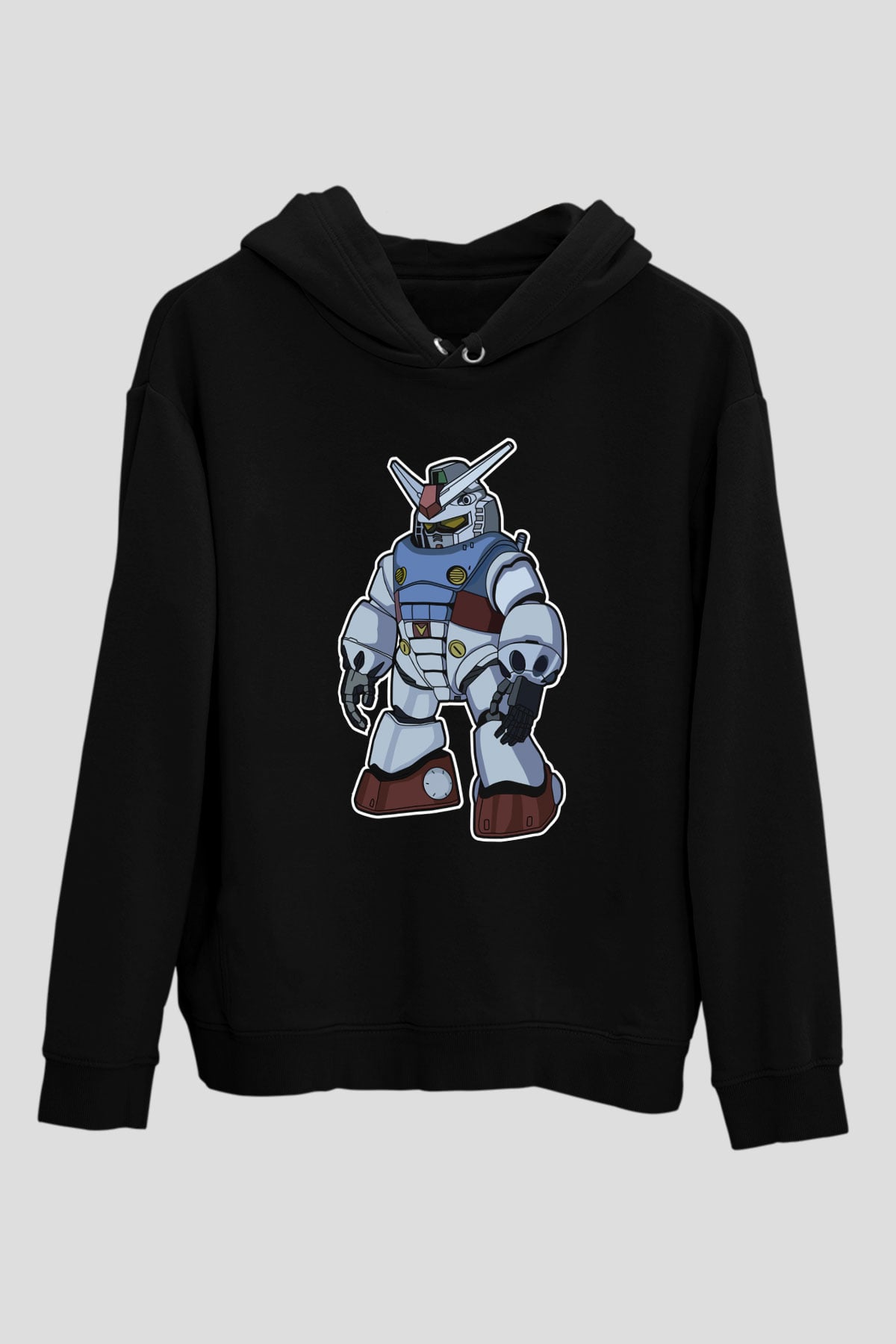 Gundam Robot Baskılı Unisex Siyah Hoodie