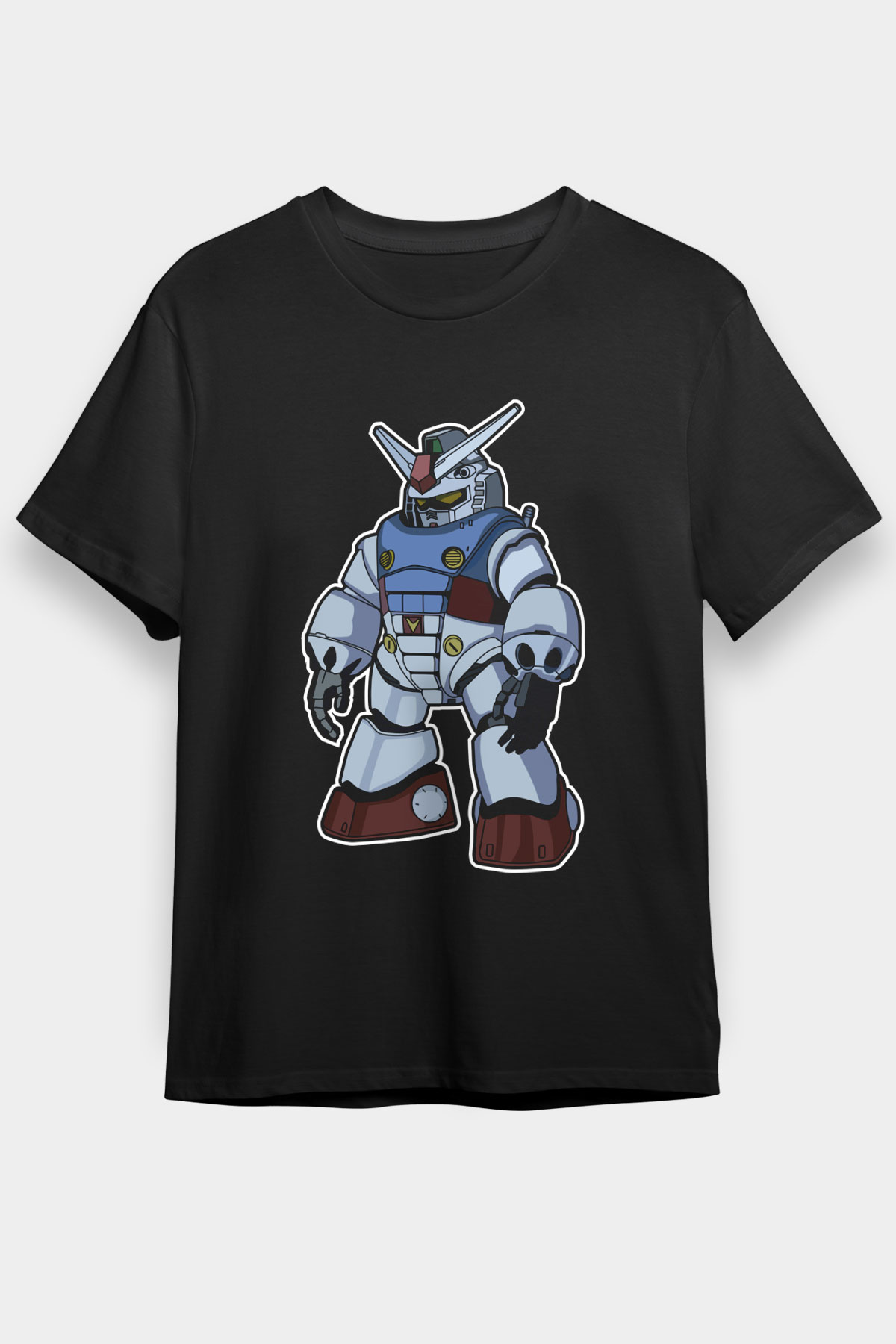 Gundam Robot Baskılı Unisex Siyah Tişört