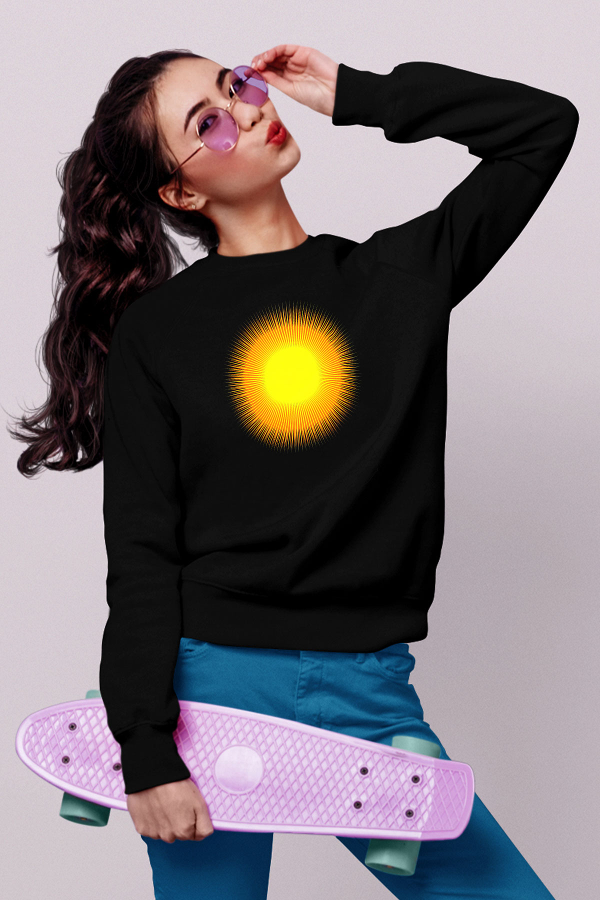 Güneş Siyah Unisex Sweatshirt