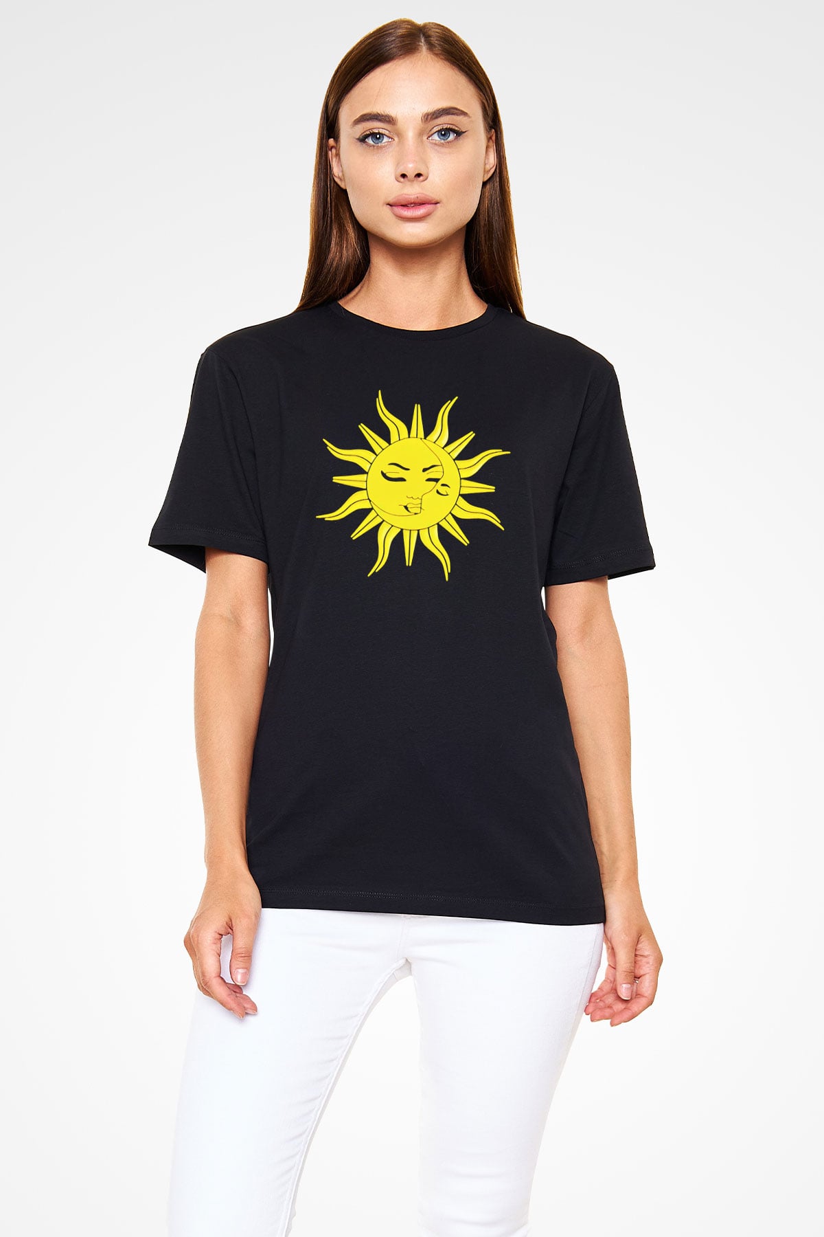 Güneş Siyah Unisex Tişört T-Shirt - TişörtFabrikası
