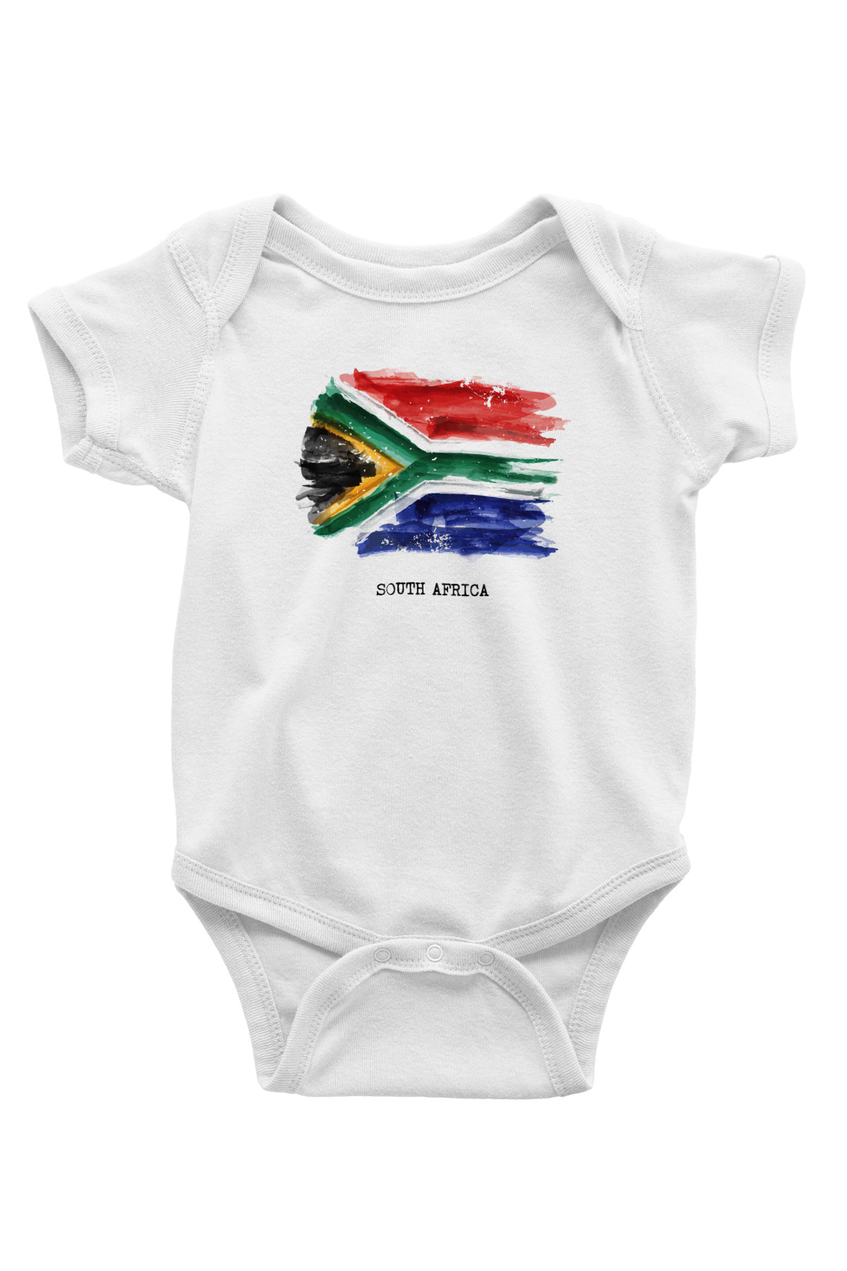 Güney Afrika Cumhuriyeti Baskılı Beyaz Unisex Bebek Body - Zıbın