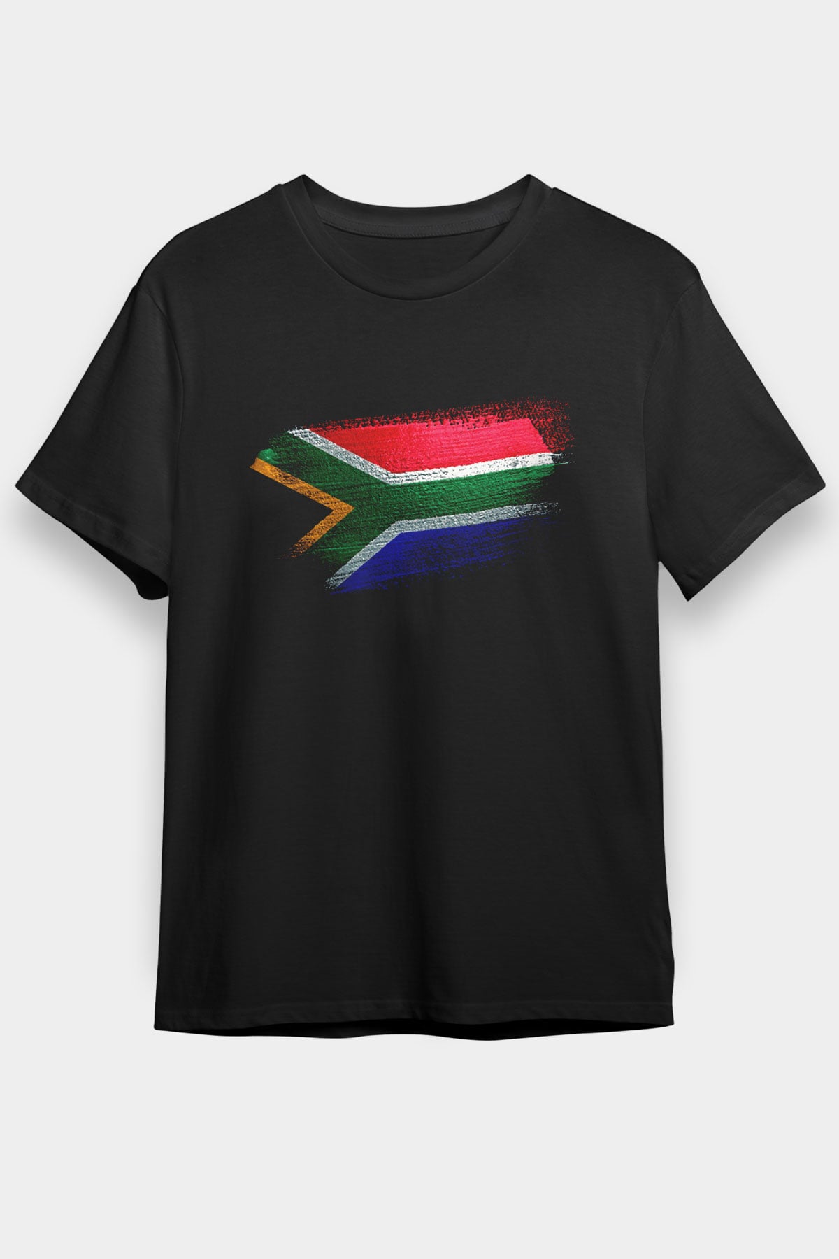 Güney Afrika - South Africa Bayrağı Baskılı Unisex Siyah Tişört