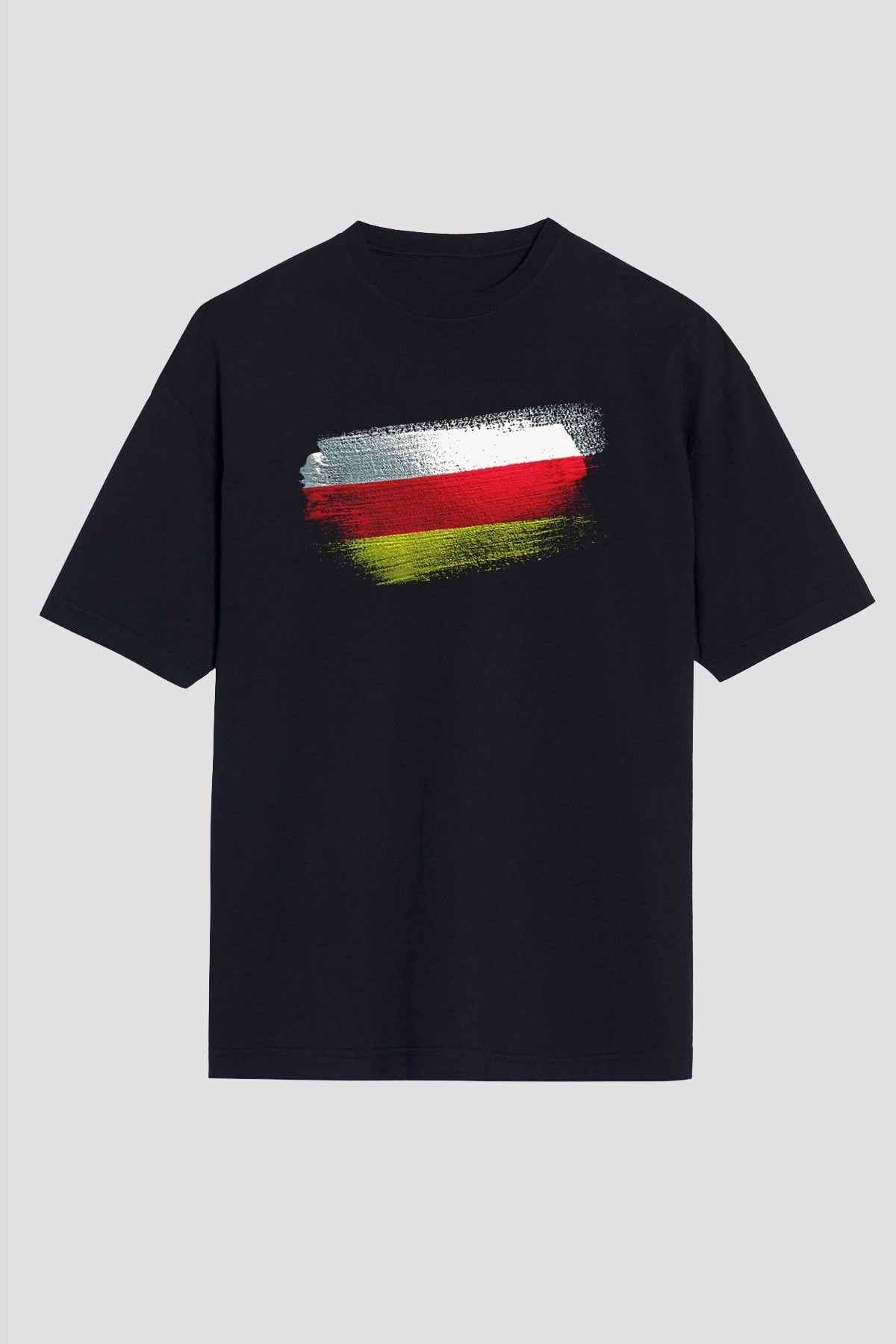 Güney Osetya - South Ossetia Bayrağı Baskılı Unisex Siyah Oversize Tişört