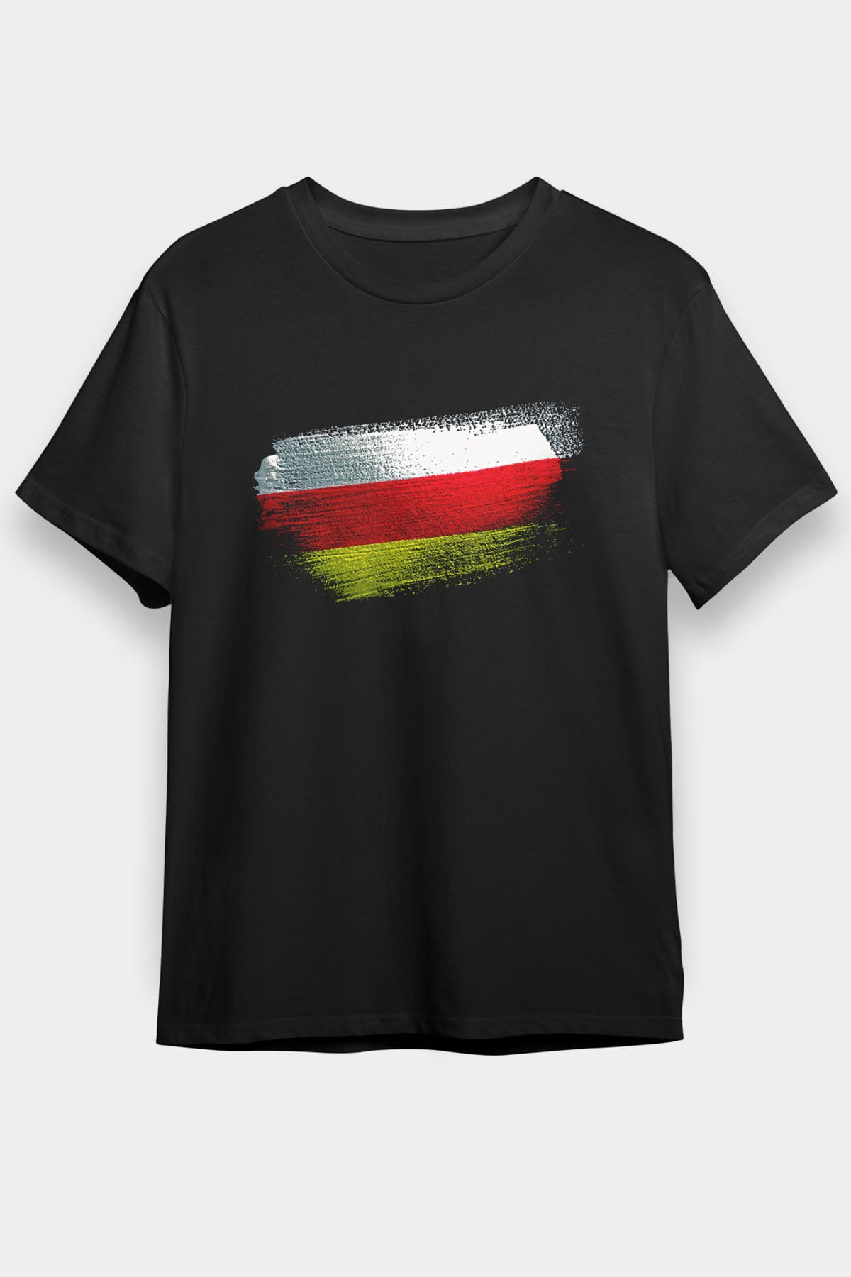 Güney Osetya - South Ossetia Bayrağı Baskılı Unisex Siyah Tişört