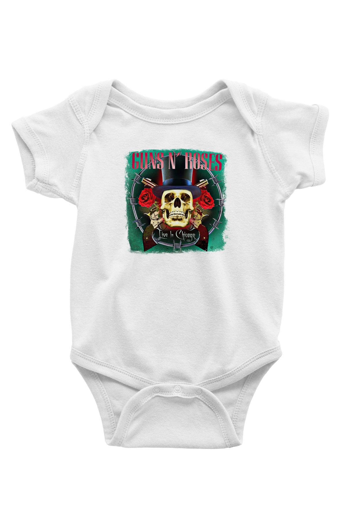 Guns N' Roses Baskılı Unisex Beyaz Bebek Body - Zıbın